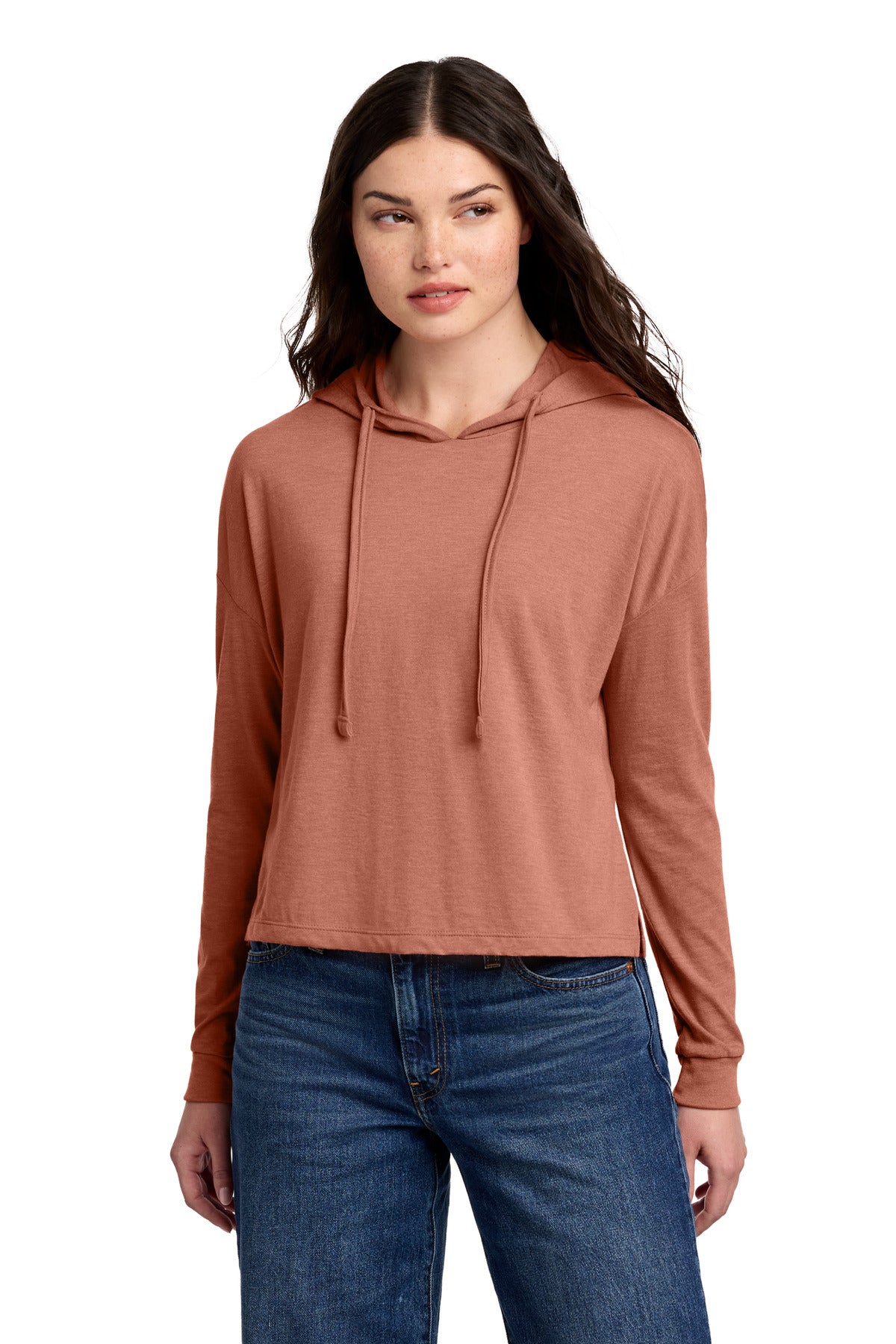 District Women's Perfect Tri Midi Long Sleeve Hoodie - Desert Rose Heather