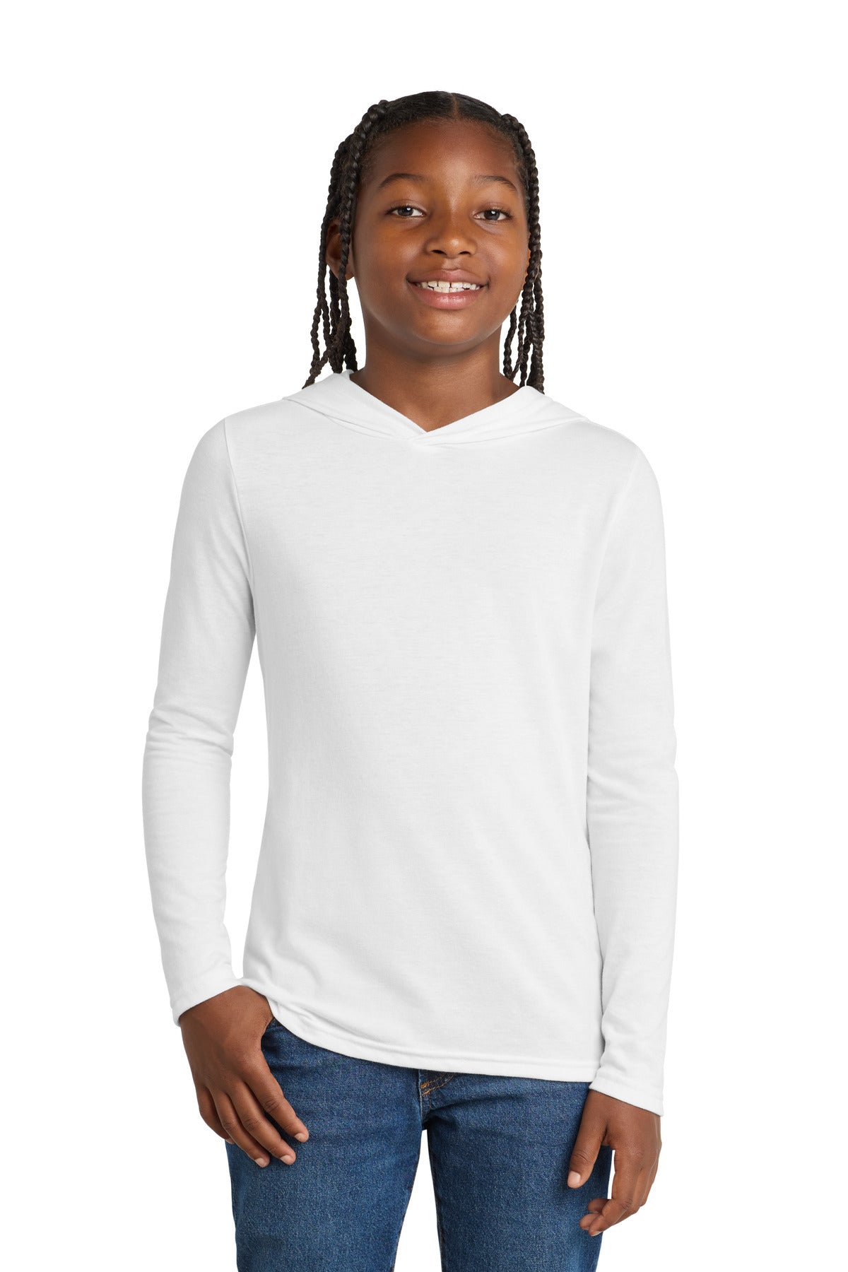 District  Youth Perfect Tri  Long Sleeve Hoodie - White