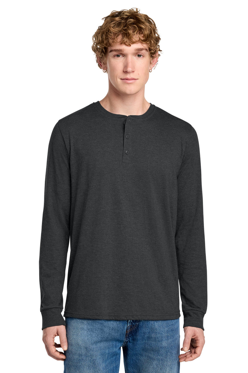 District Perfect Tri Long Sleeve Henley - Black Frost