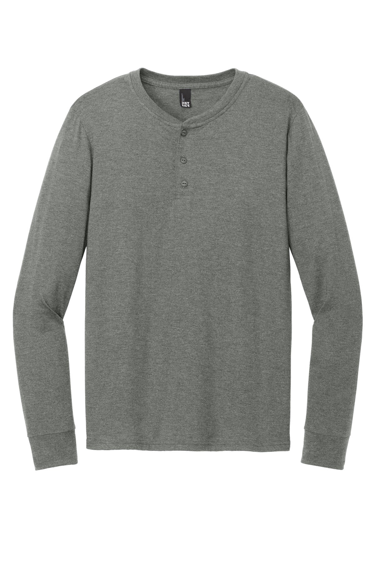 District Perfect Tri Long Sleeve Henley - Heathered Charcoal