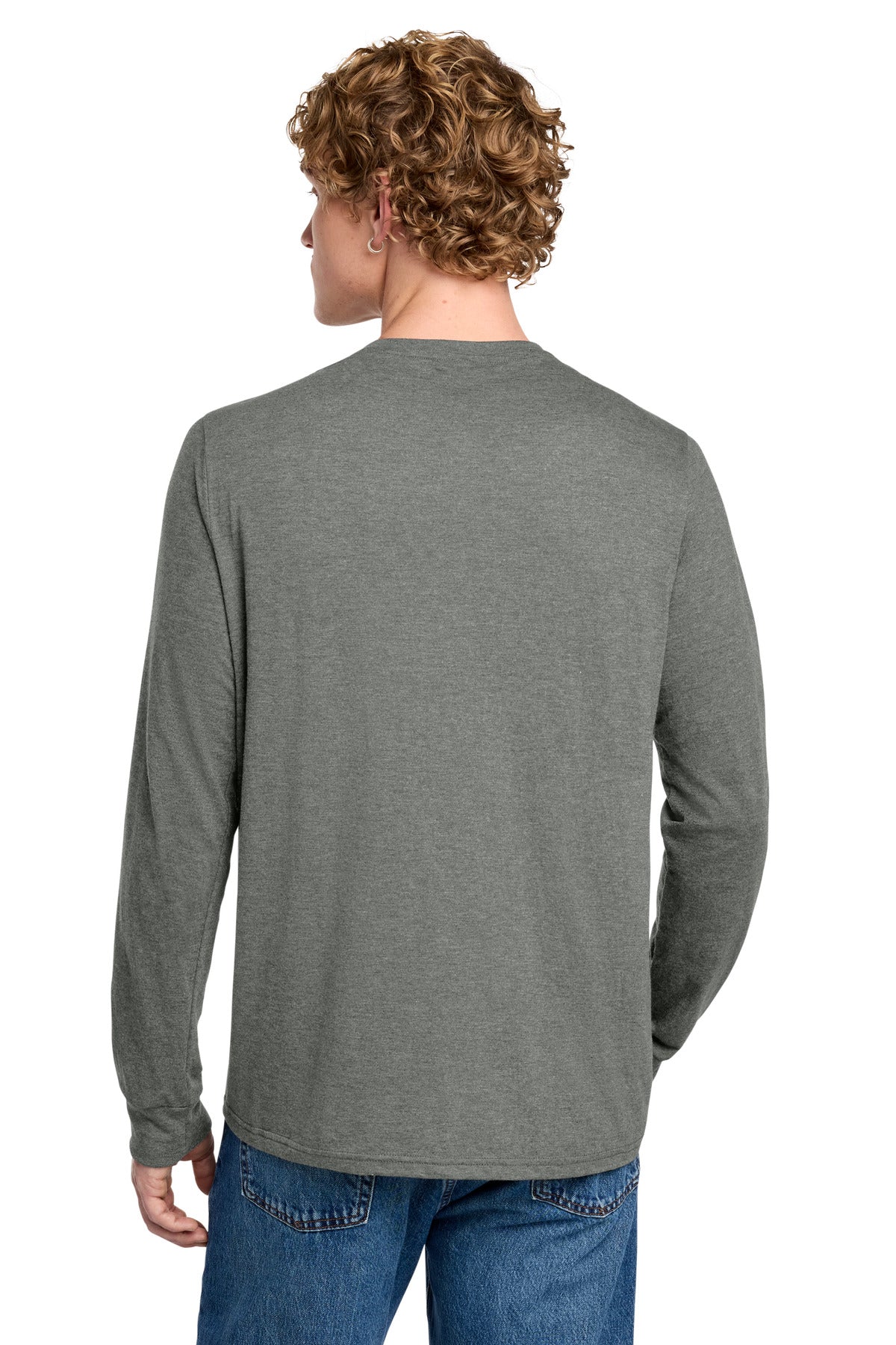 District Perfect Tri Long Sleeve Henley - Heathered Charcoal