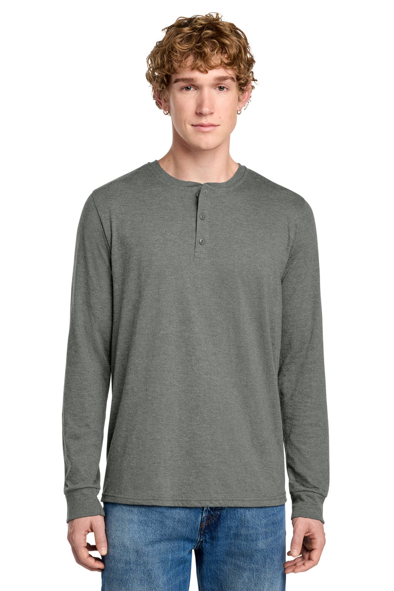 District Perfect Tri Long Sleeve Henley - Heathered Charcoal