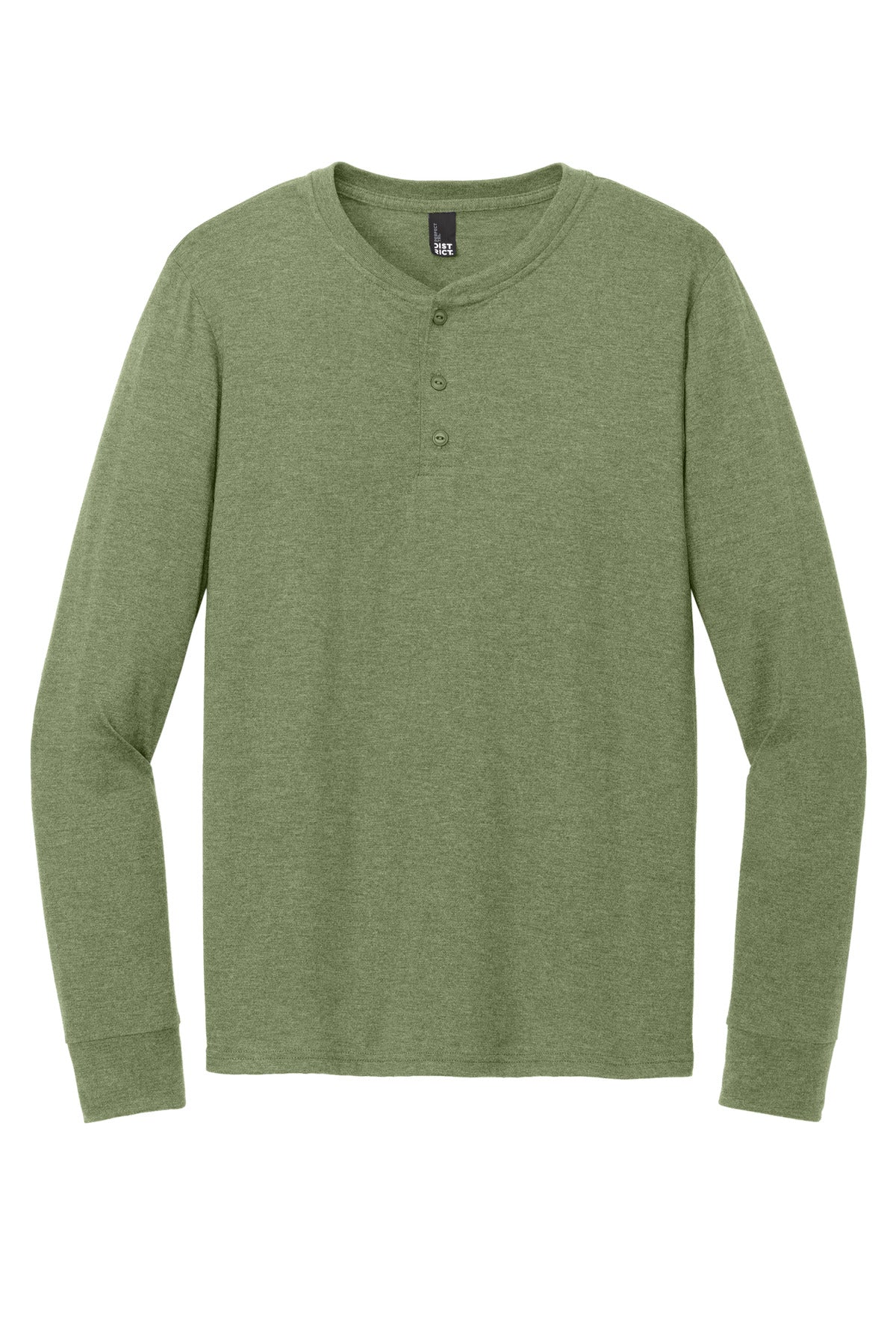District Perfect Tri Long Sleeve Henley - Military Green Frost