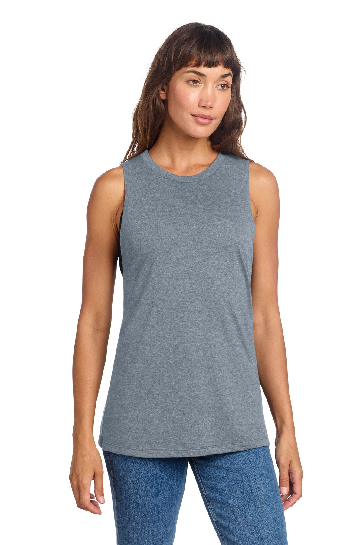 District Women's Perfect Tri Muscle Tank - Flint Blue Heather