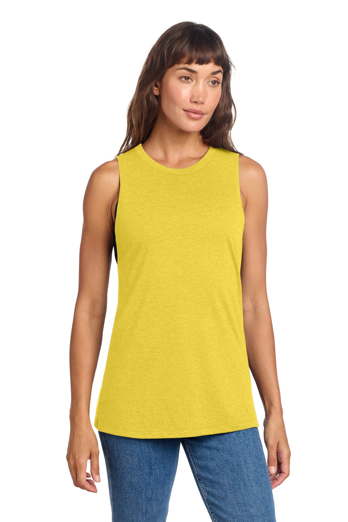 District Women's Perfect Tri Muscle Tank - Ochre Yellow Heather