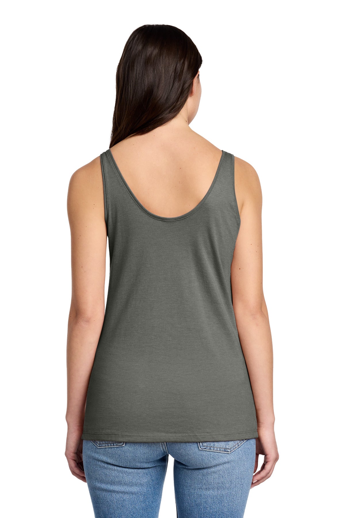 District Women's Perfect Blend CVC V-Neck Tank - Heathered Charcoal