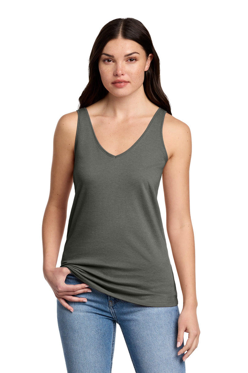 District Women's Perfect Blend CVC V-Neck Tank - Heathered Charcoal