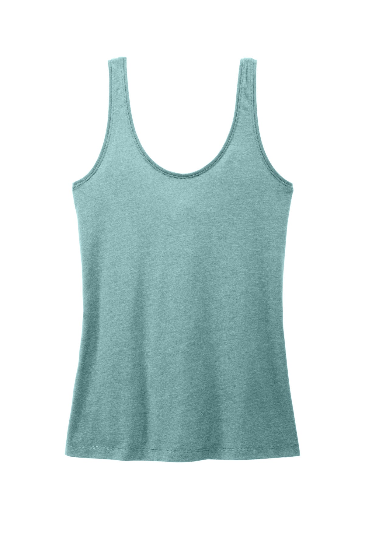District Women's Perfect Blend CVC V-Neck Tank - Heathered Eucalyptus Blue
