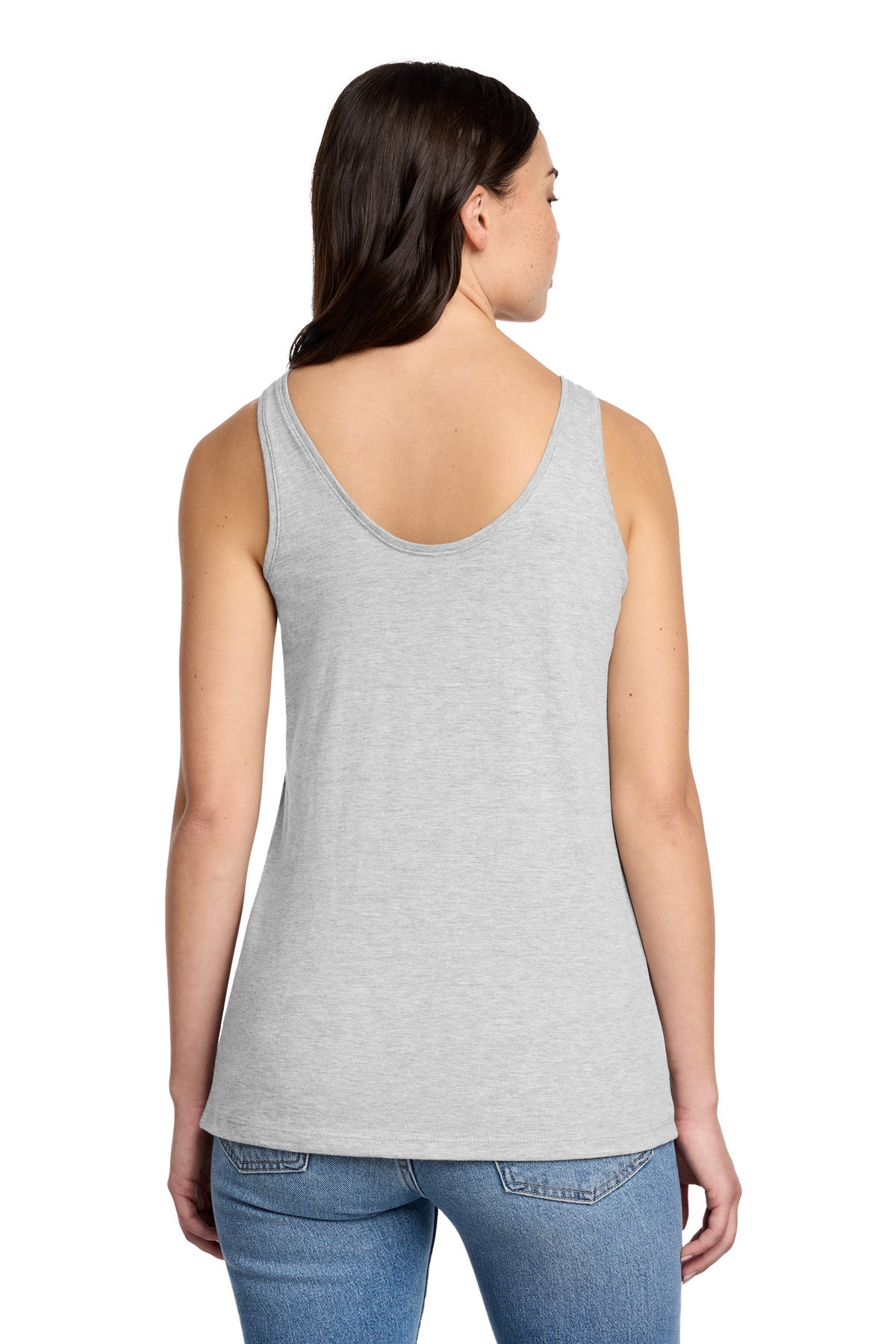 District Women's Perfect Blend CVC V-Neck Tank - Light Heather Grey