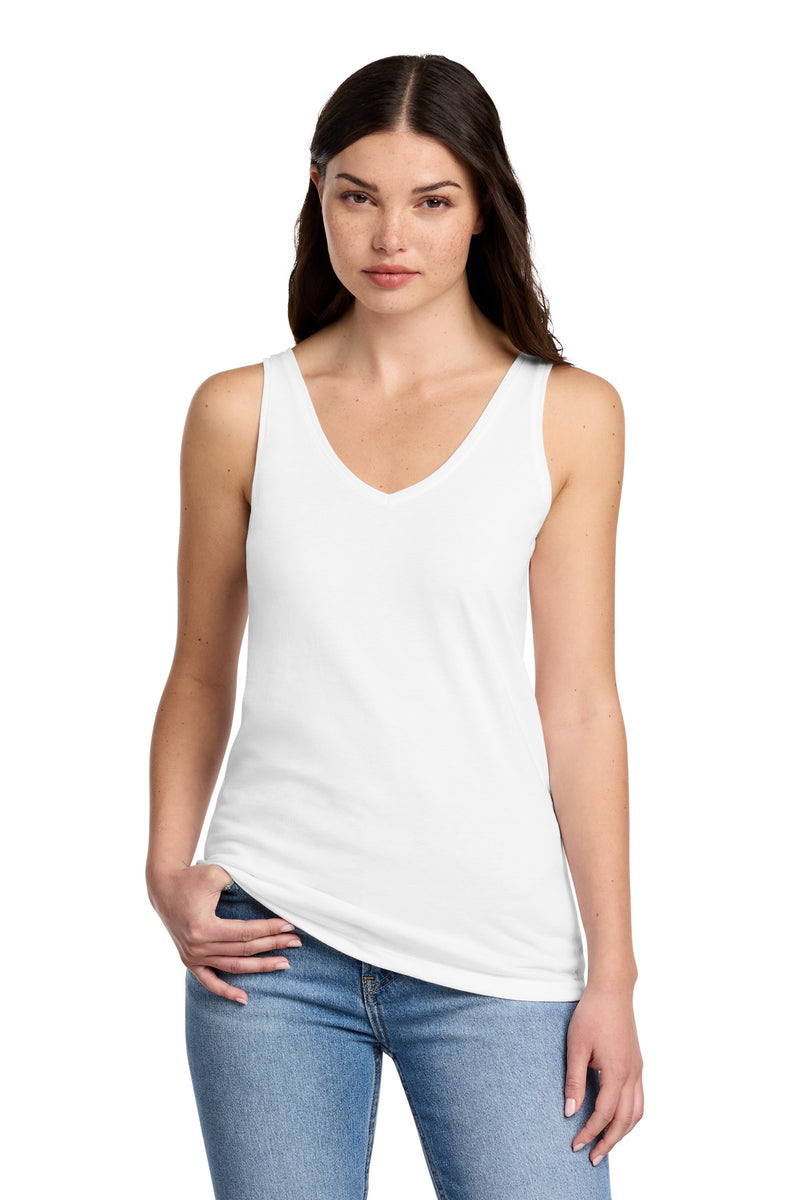 District Women's Perfect Blend CVC V-Neck Tank - White