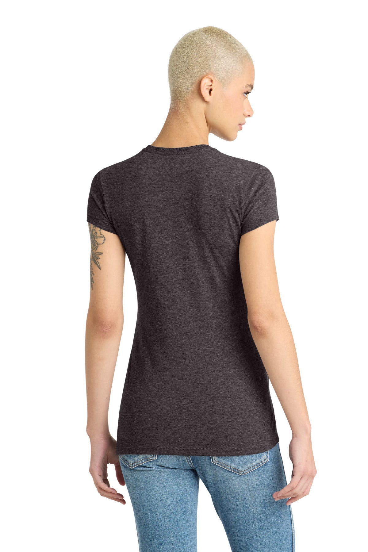 District  Women's Fitted Perfect Tri  Tee - Heathered Charcoal