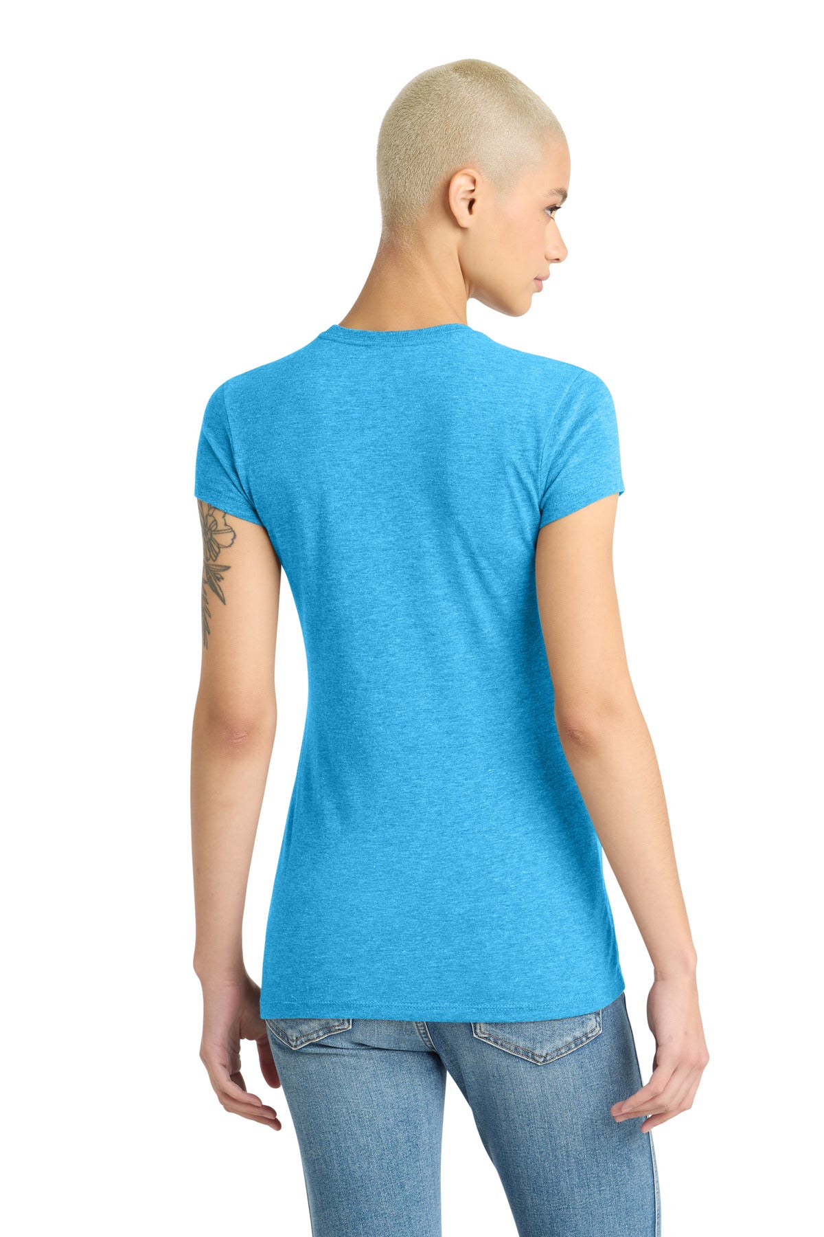 District  Women's Fitted Perfect Tri  Tee - Turquoise Frost