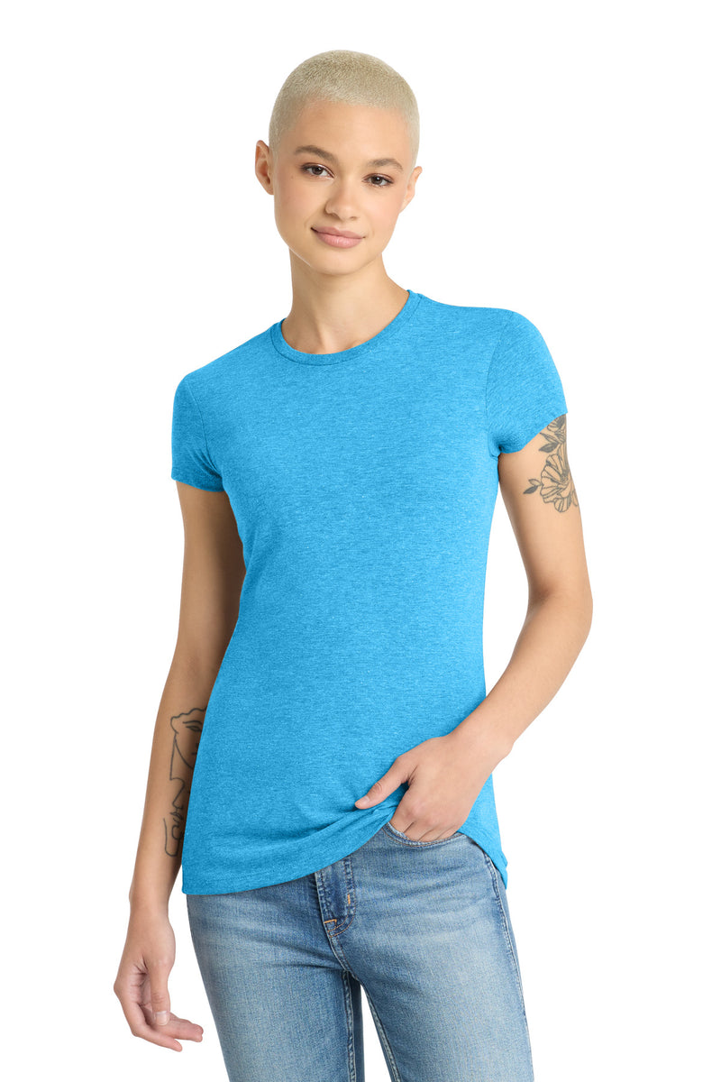District  Women's Fitted Perfect Tri  Tee - Turquoise Frost