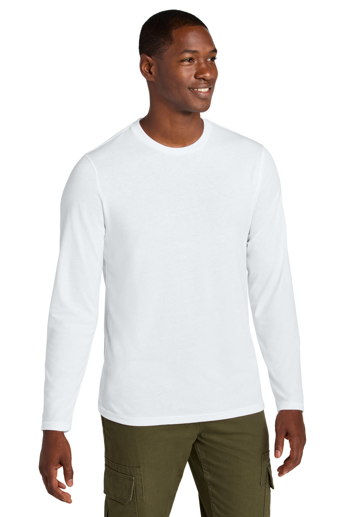 District Perfect Weight CVC Long Sleeve Tee - Bright White