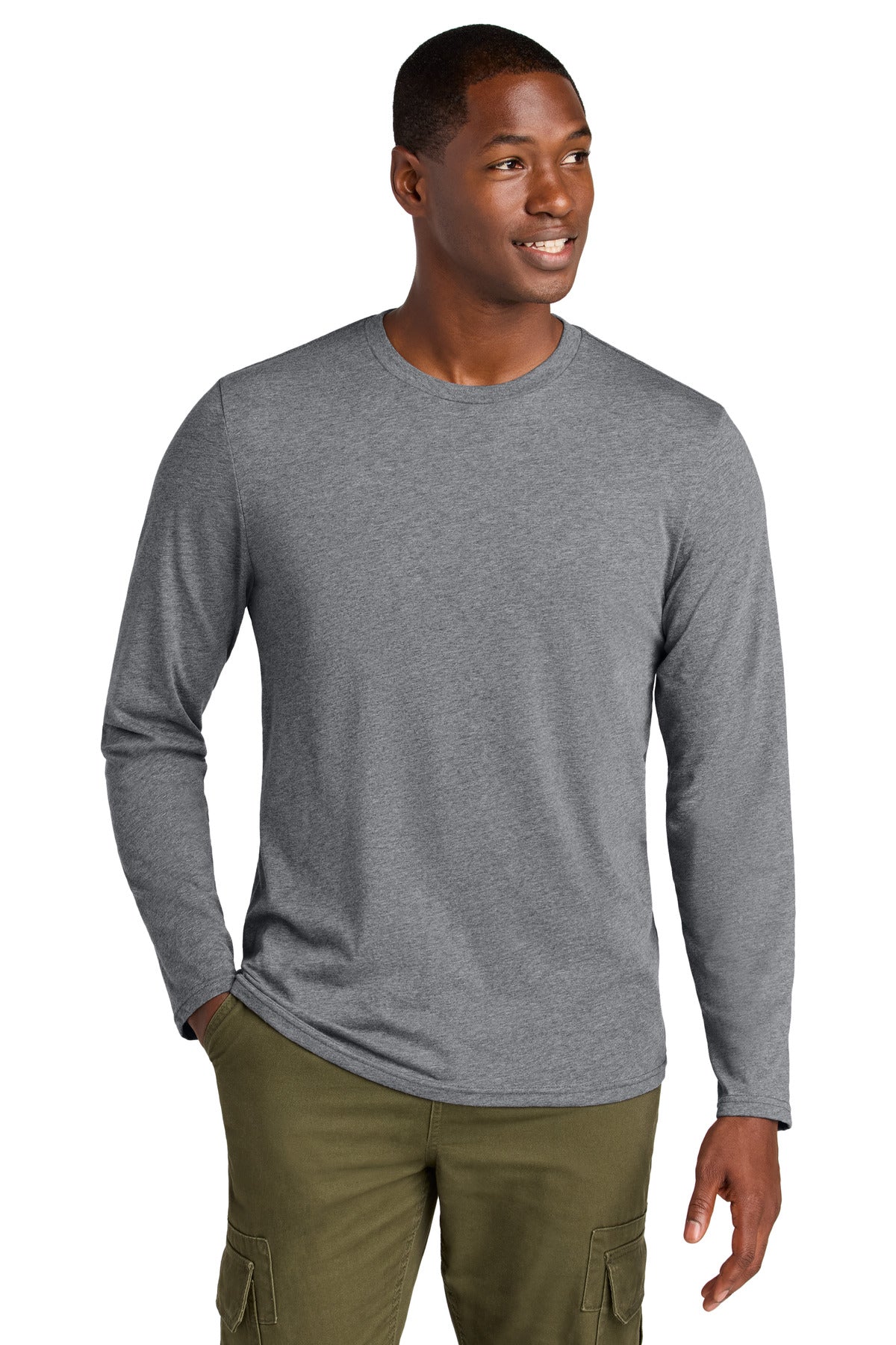 District Perfect Weight CVC Long Sleeve Tee - Graphite Heather