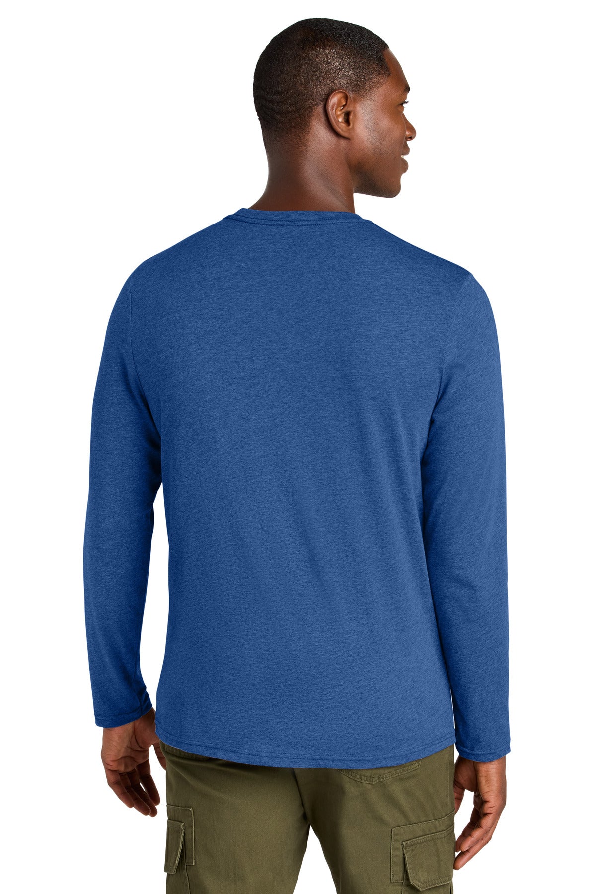 District Perfect Weight CVC Long Sleeve Tee - Heathered Deep Royal