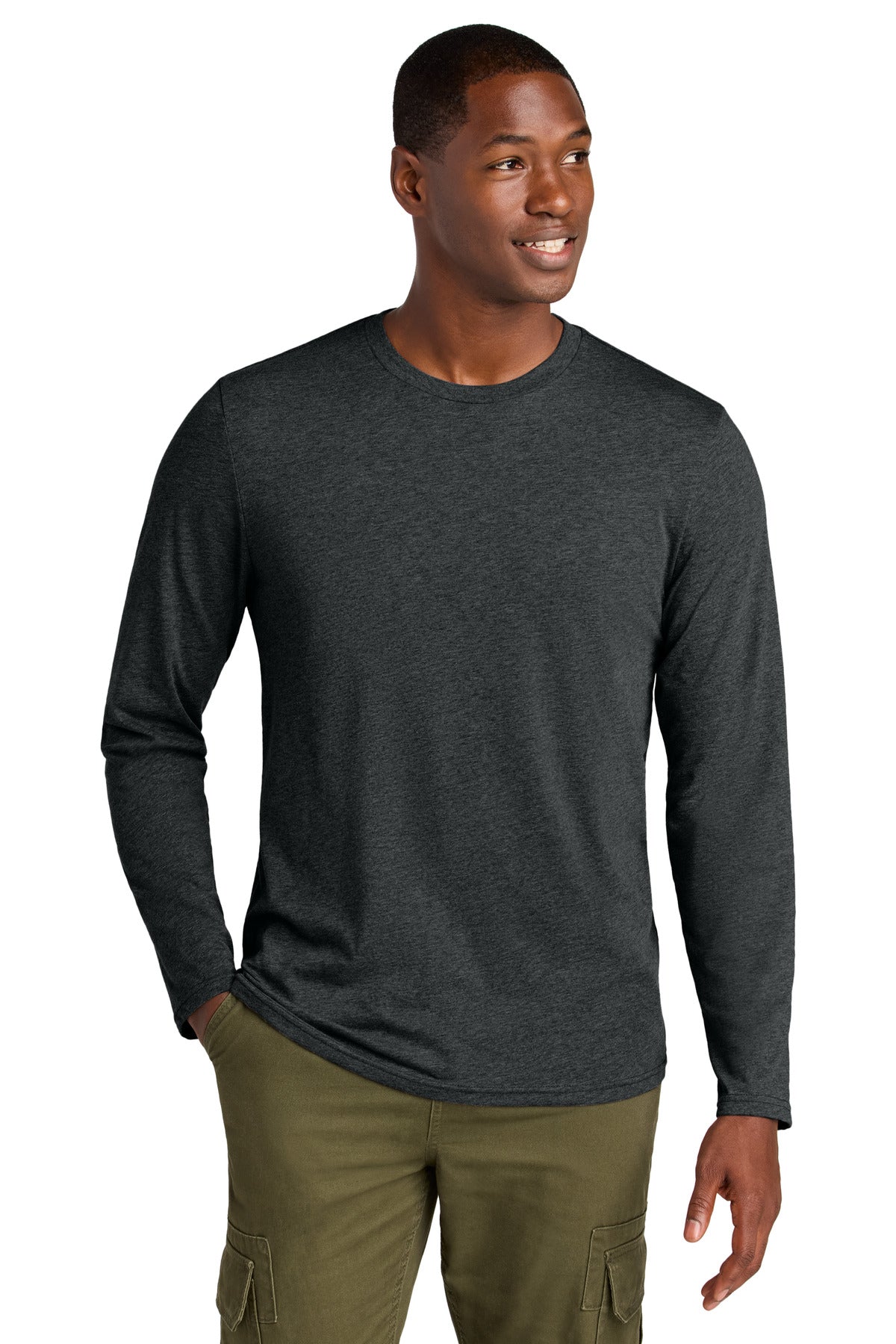 District Perfect Weight CVC Long Sleeve Tee - Jet Black Heather