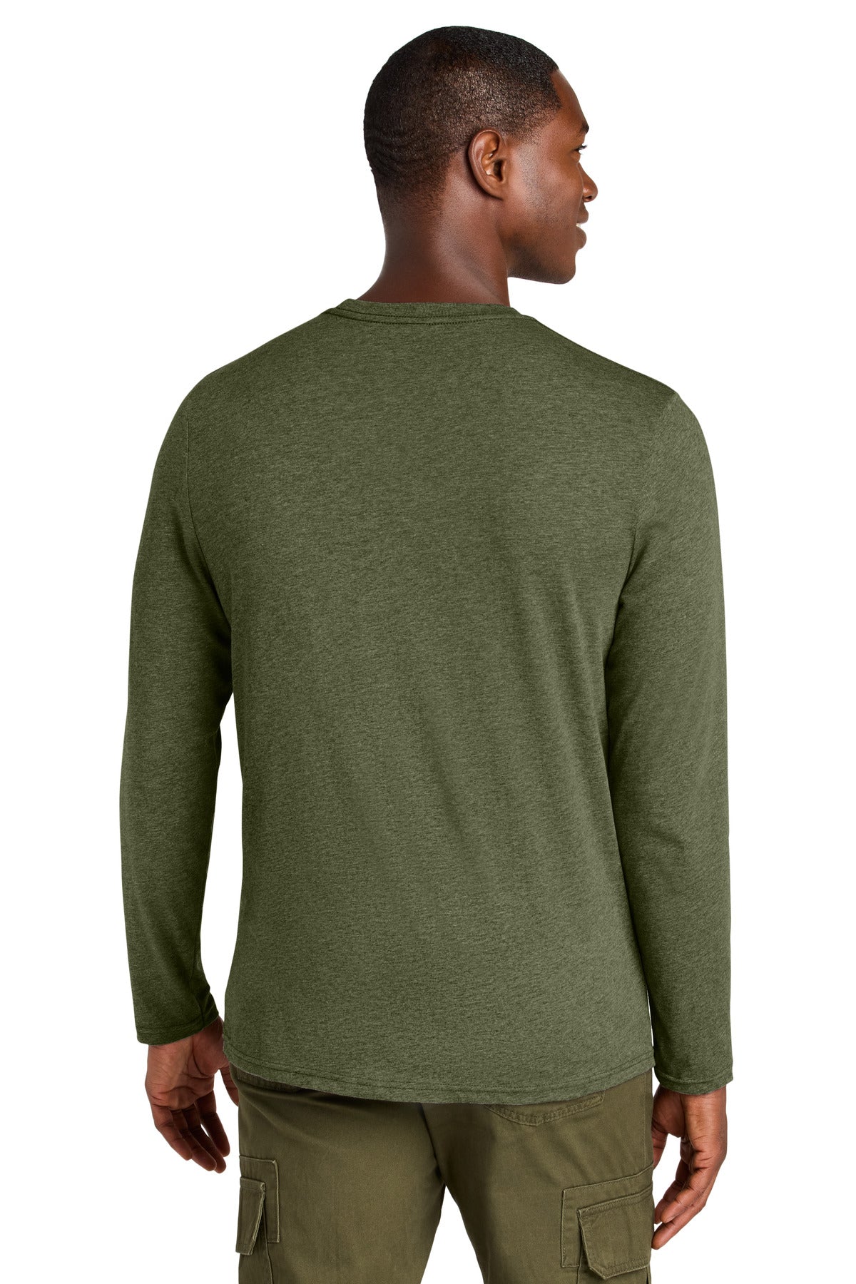 District Perfect Weight CVC Long Sleeve Tee - Military Green Heather