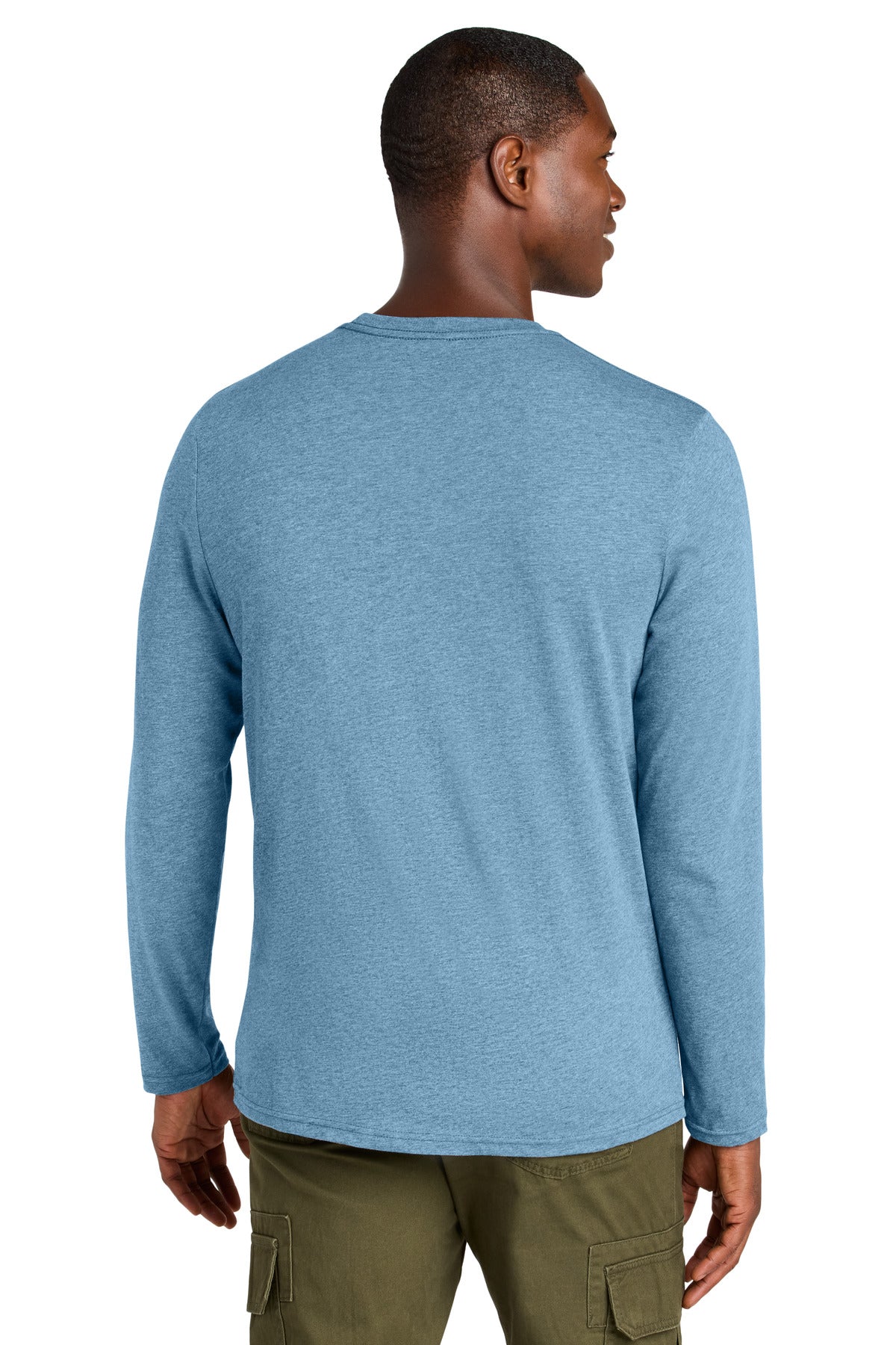 District Perfect Weight CVC Long Sleeve Tee - Tundra Blue Heather