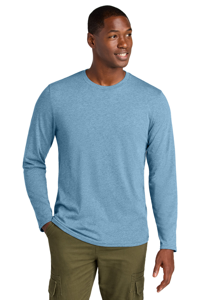 District Perfect Weight CVC Long Sleeve Tee - Tundra Blue Heather
