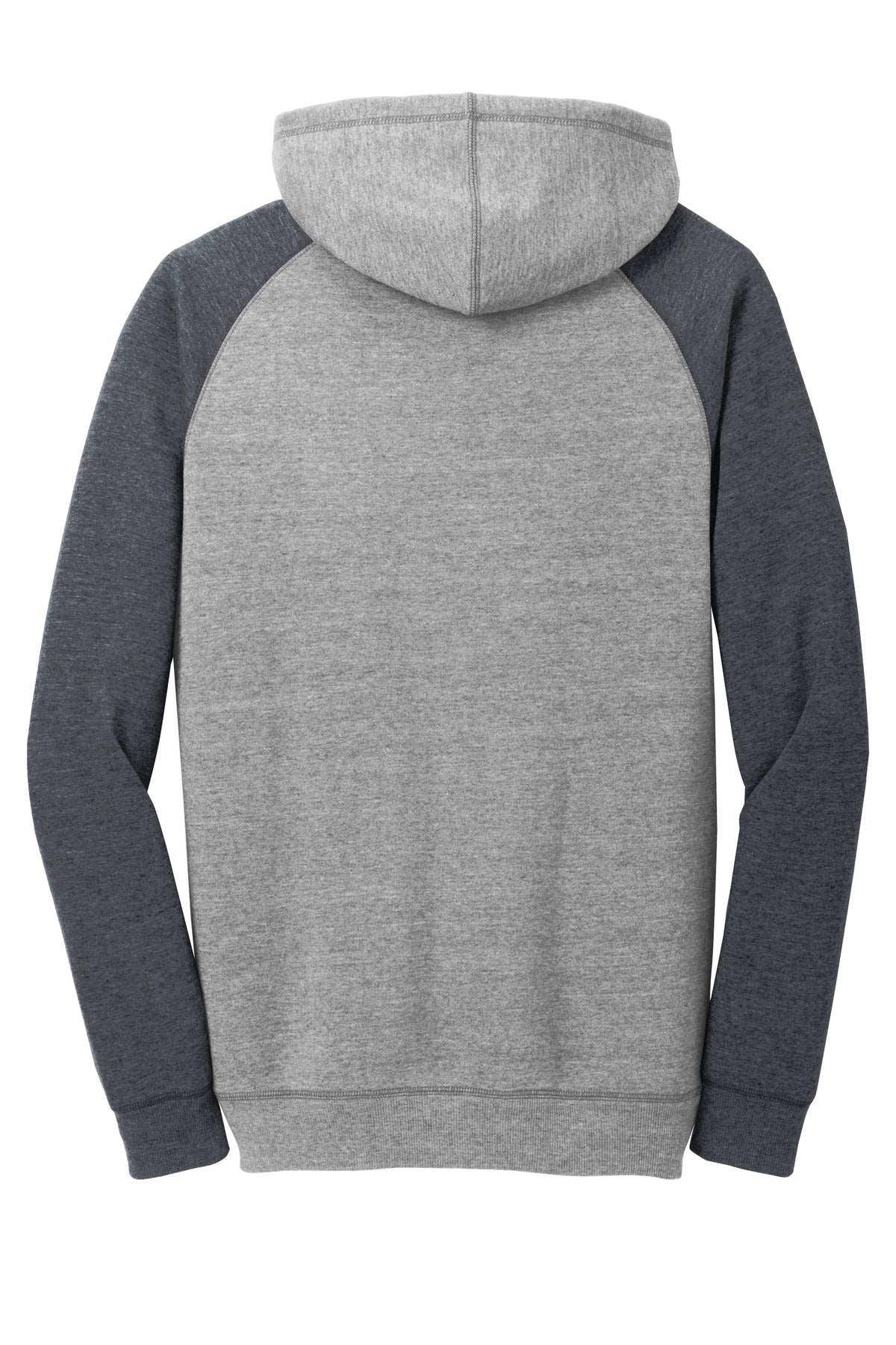 District Young Mens Lightweight Fleece Raglan Hoodie - Heathered Grey/ Heathered Charcoal