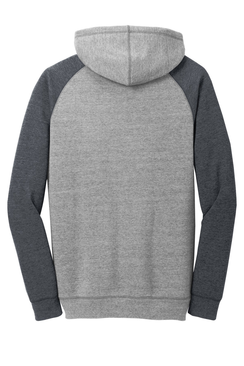 District Young Mens Lightweight Fleece Raglan Hoodie - Heathered Grey/ Heathered Charcoal