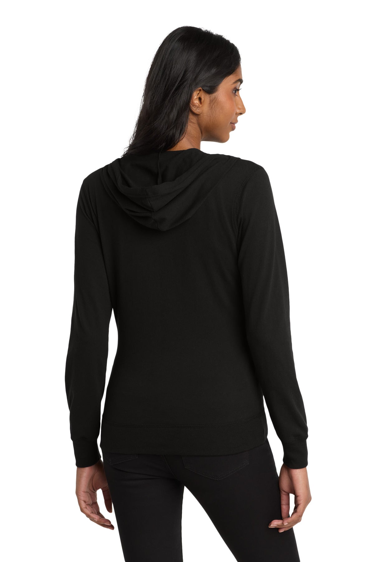 District Women's Fitted Jersey Full-Zip Hoodie - Black