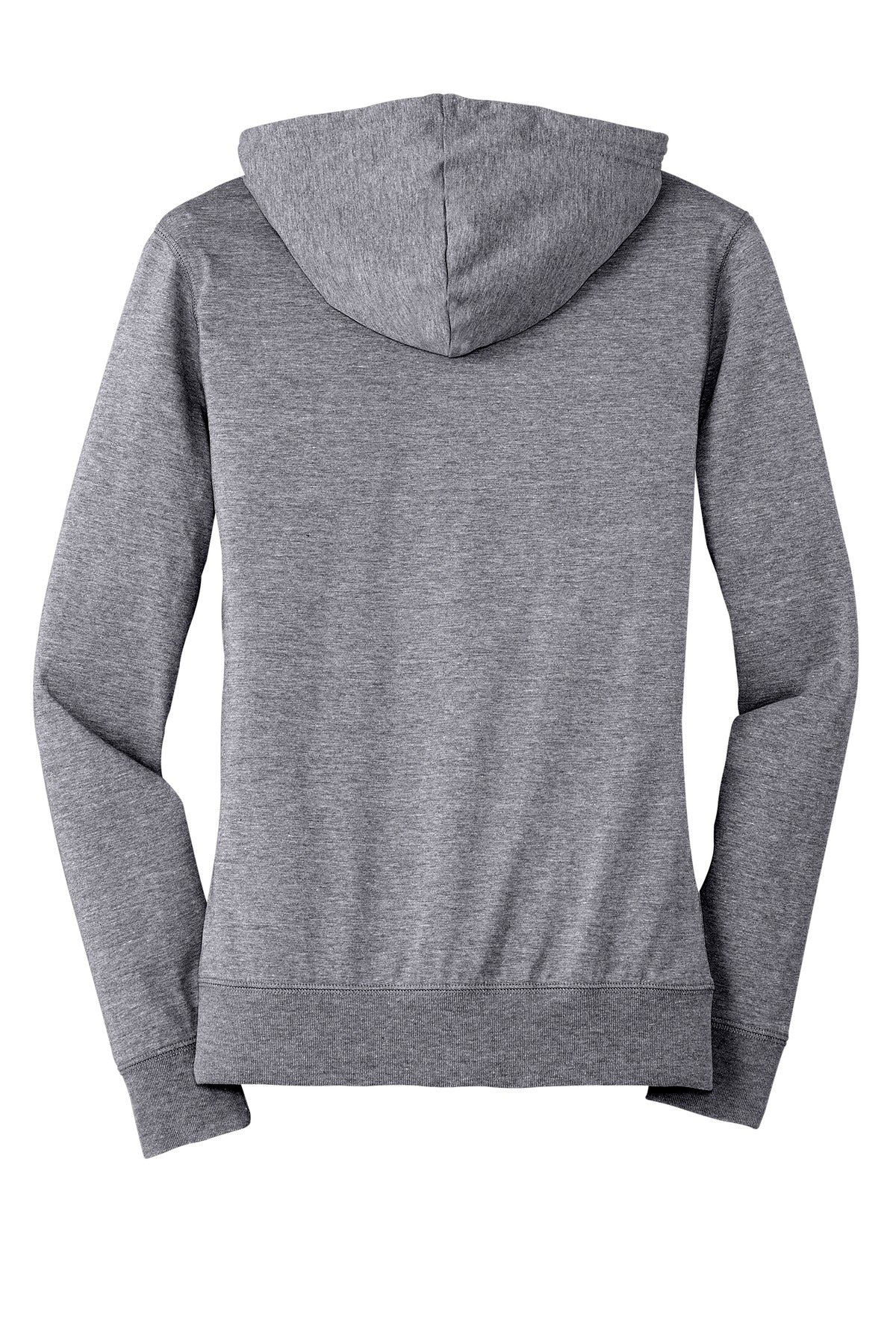District Women's Fitted Jersey Full-Zip Hoodie - Dark Heather Grey flat back