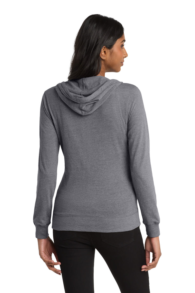 District Women's Fitted Jersey Full-Zip Hoodie - Dark Heather Grey