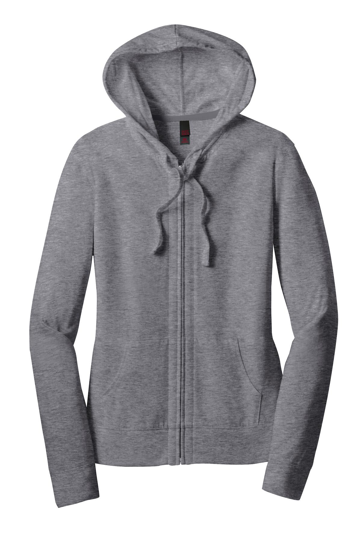 District Women's Fitted Jersey Full-Zip Hoodie - Dark Heather Grey