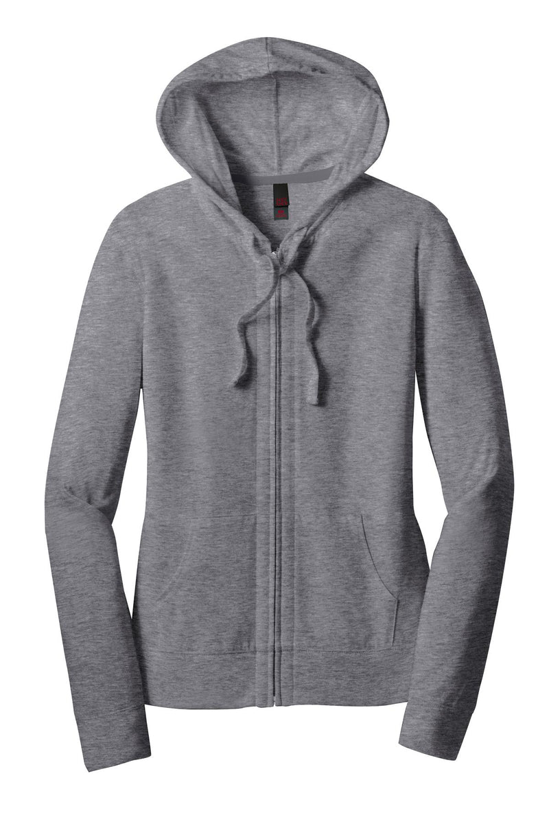 District Women's Fitted Jersey Full-Zip Hoodie - Dark Heather Grey