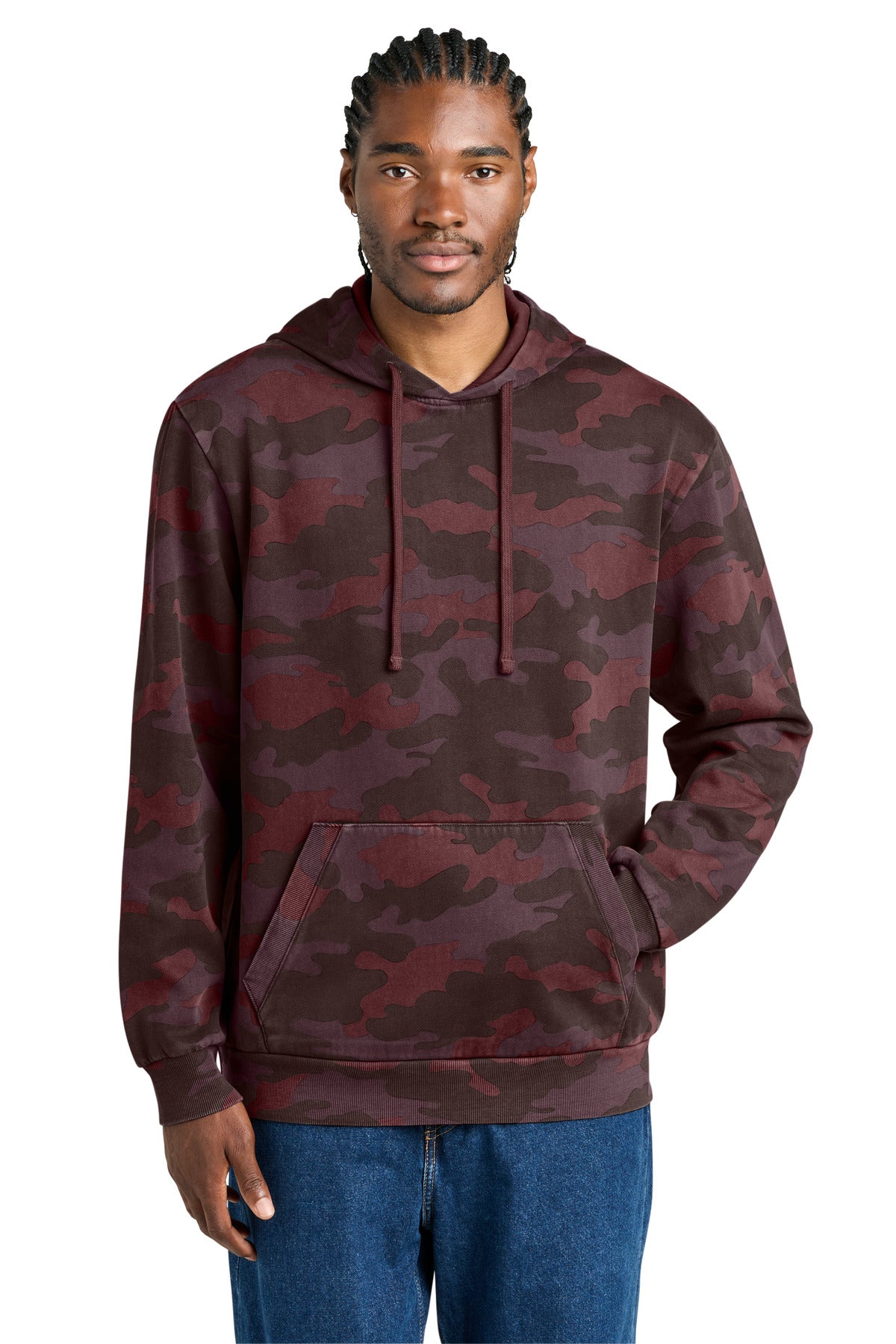 District Wash Camo Fleece Hoodie - Bordeaux