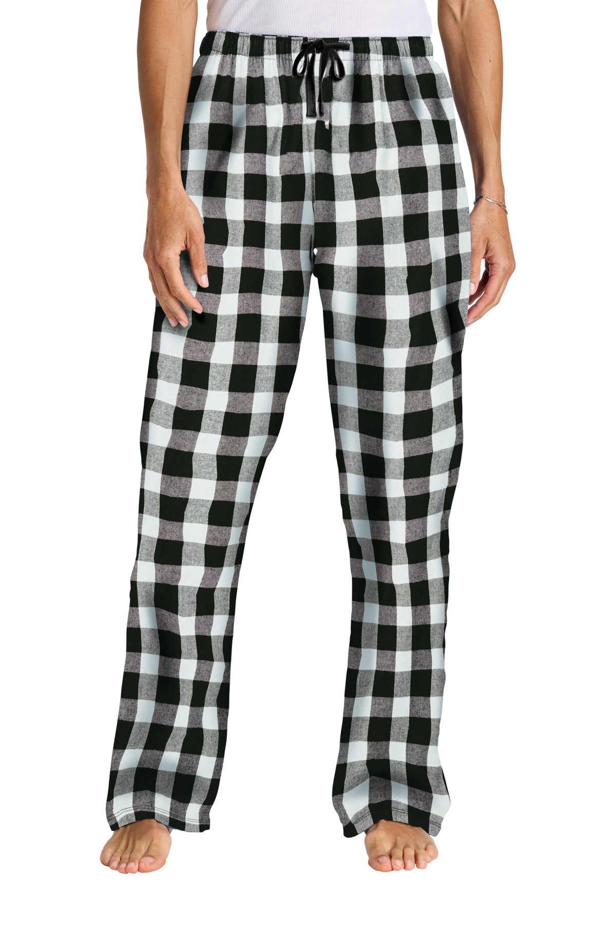 District Women's Flannel Plaid Pant - Black/ White Buffalo Check