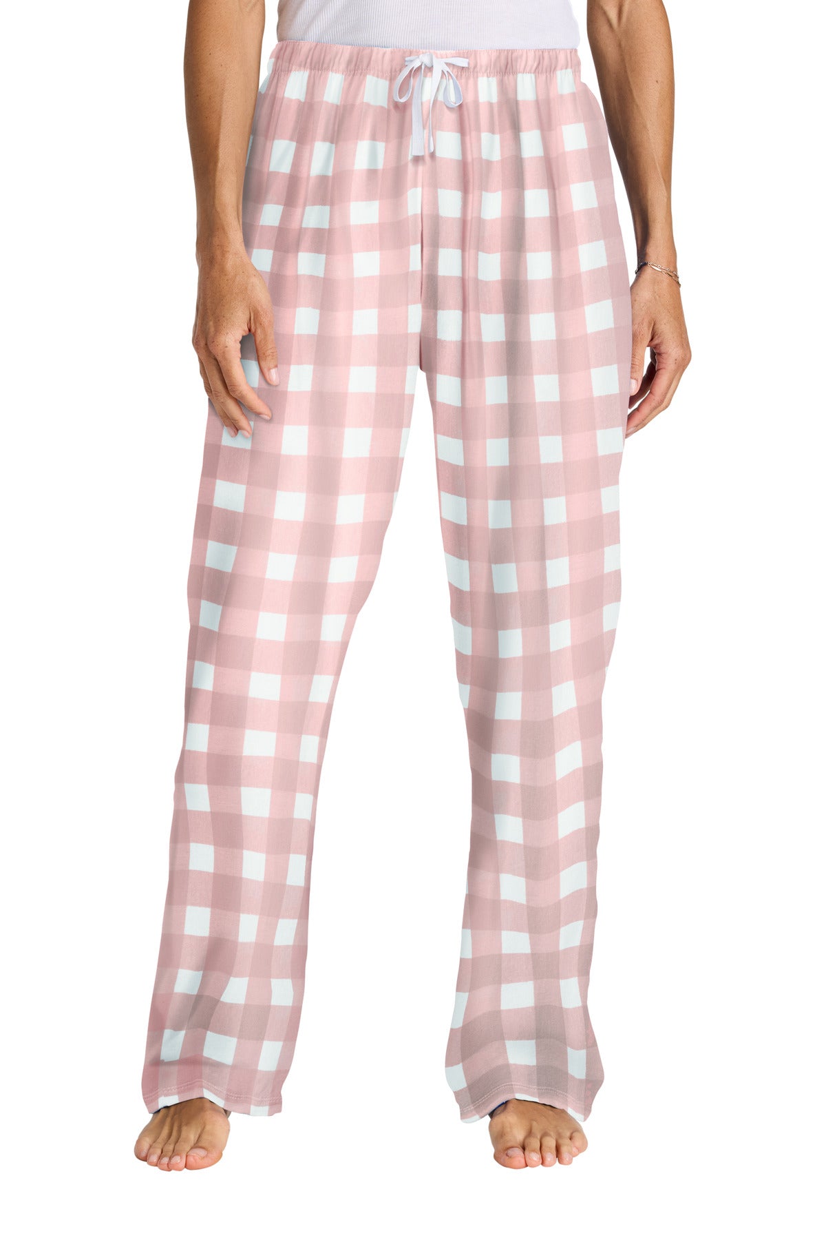 District Women's Flannel Plaid Pant - Light Pink/ White Buffalo Check