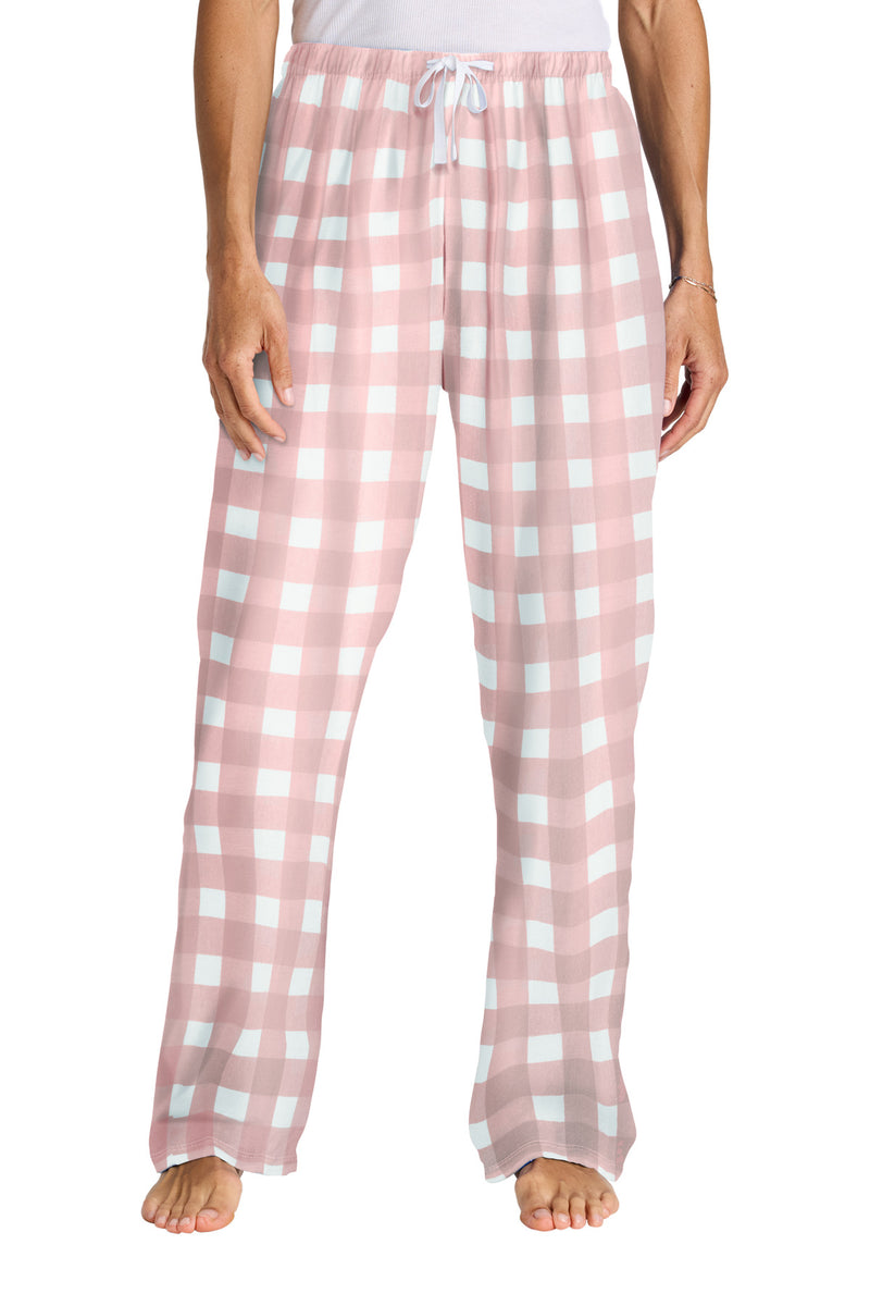 District Women's Flannel Plaid Pant - Light Pink/ White Buffalo Check