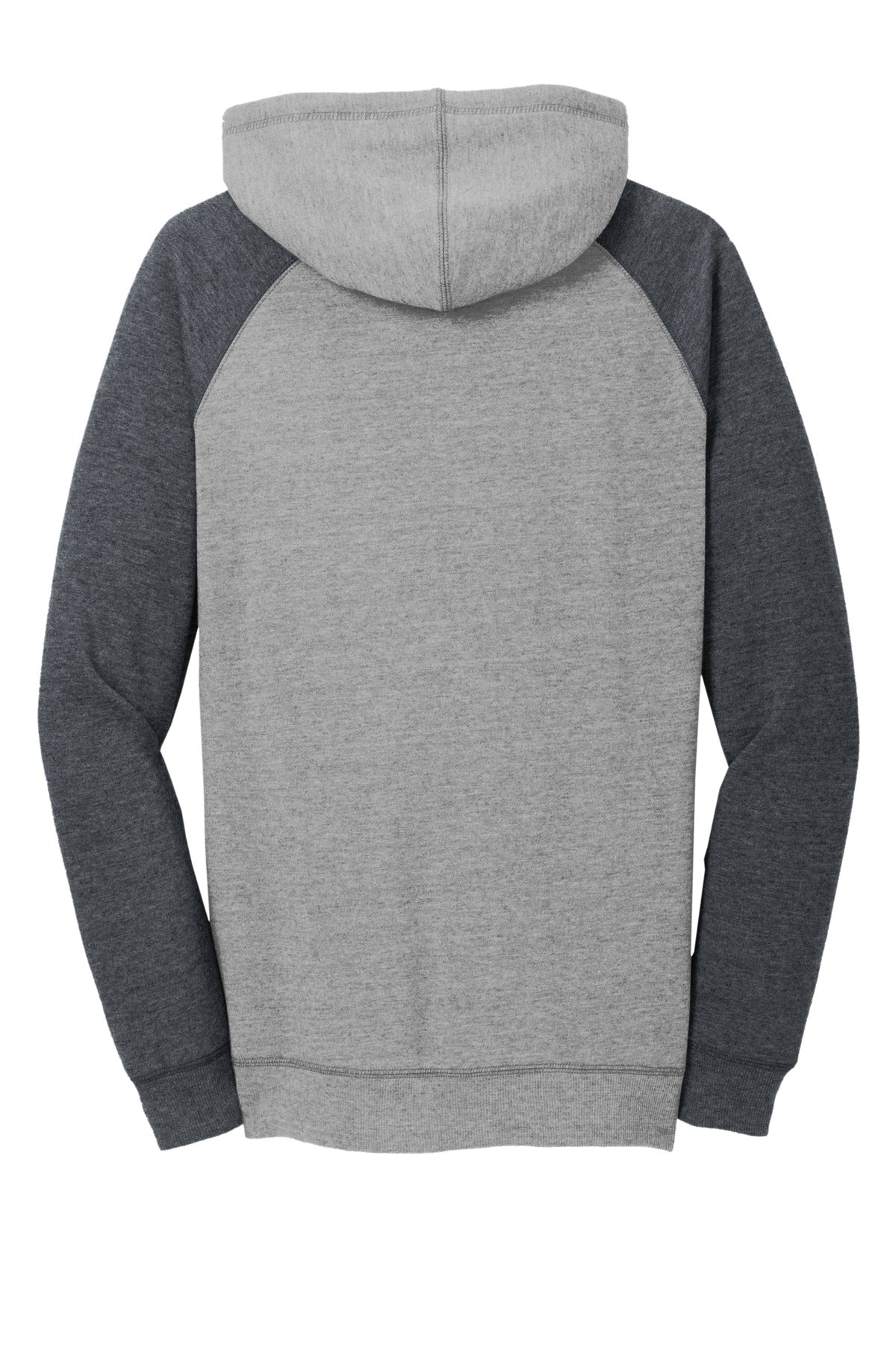 District Women's Lightweight Fleece Raglan Hoodie - Heathered Grey/ Heathered Charcoal