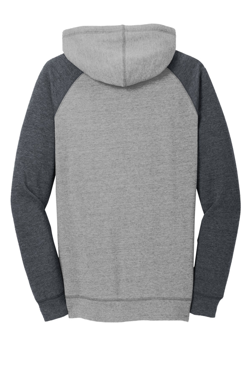District Women's Lightweight Fleece Raglan Hoodie - Heathered Grey/ Heathered Charcoal