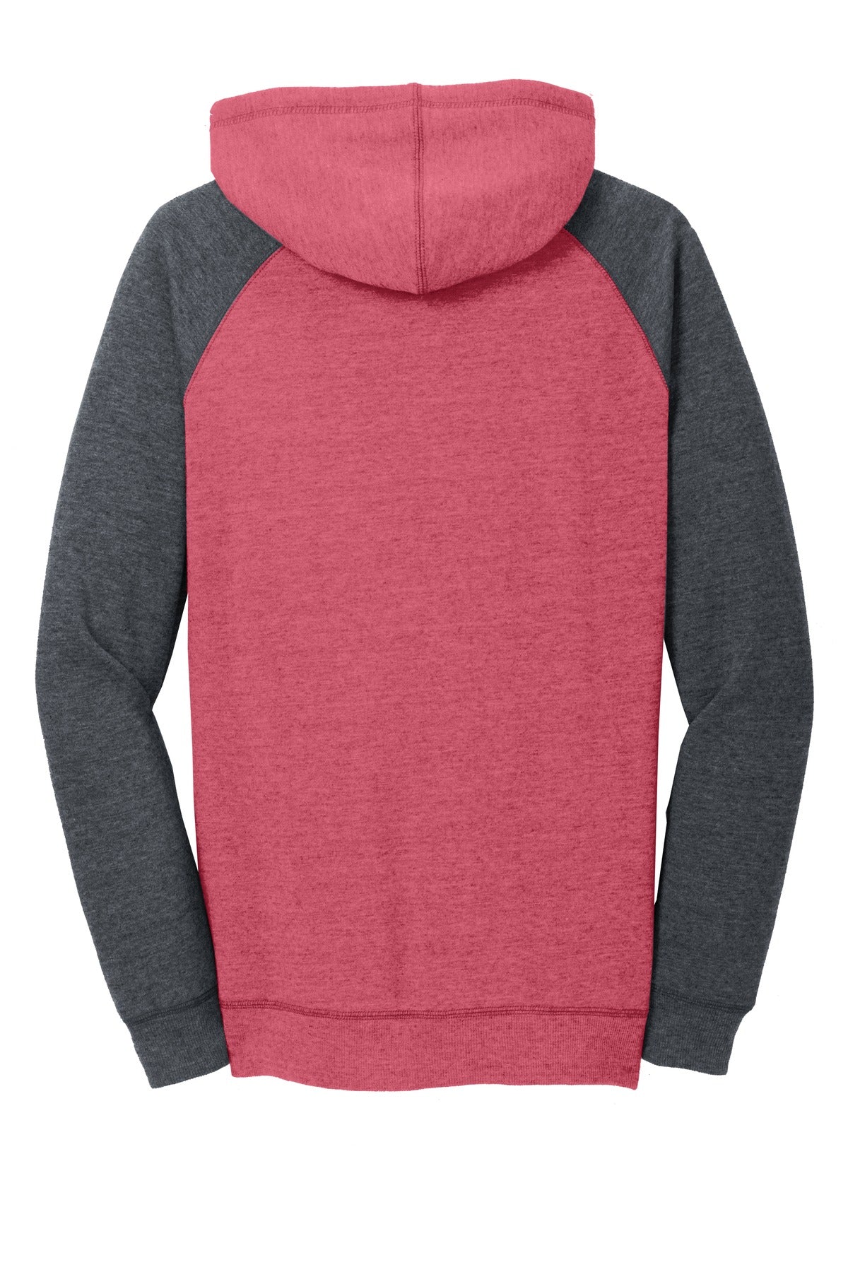 District Women's Lightweight Fleece Raglan Hoodie - Heathered Red/ Heathered Charcoal