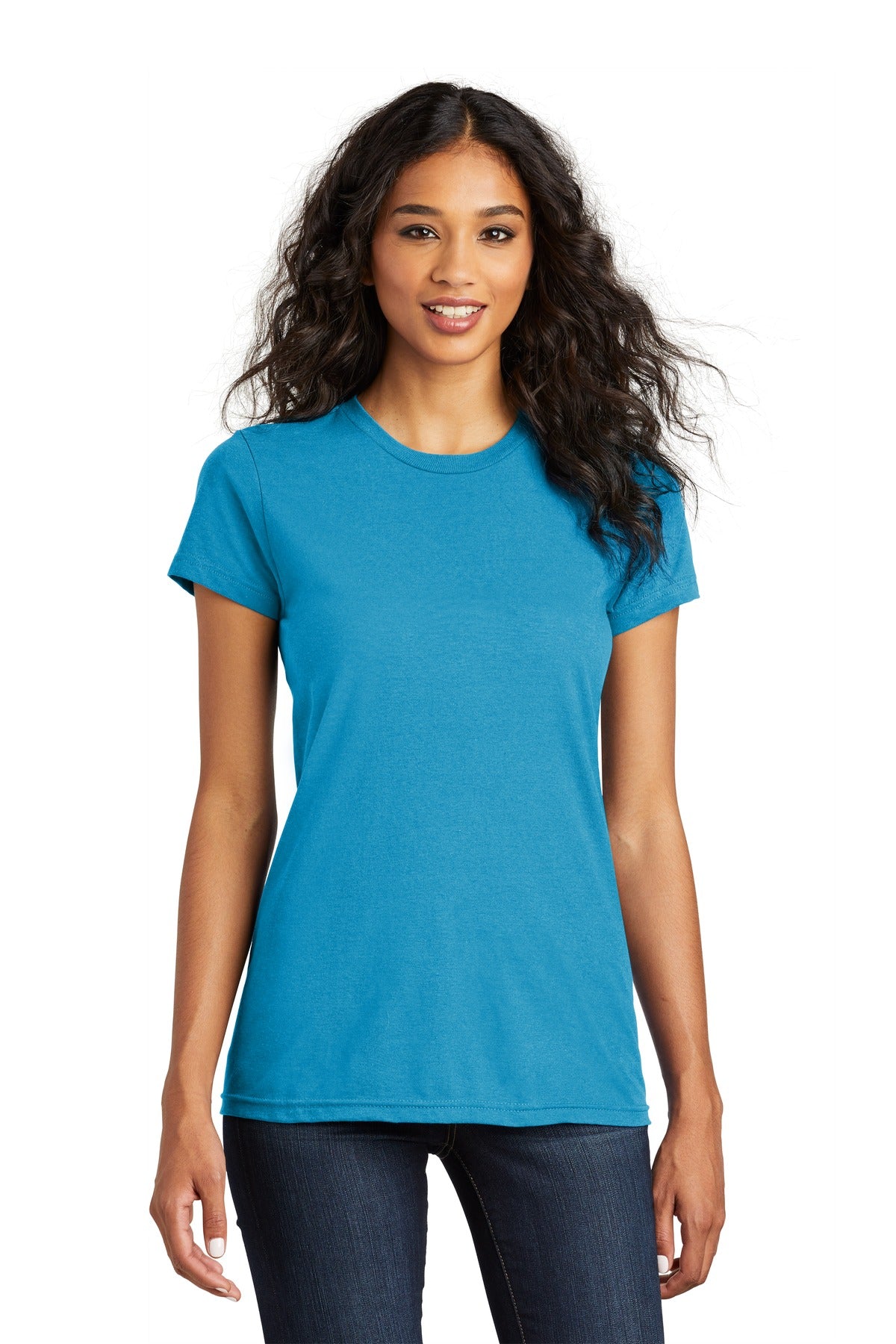 District Women's Fitted The Concert Tee - Neon Blue