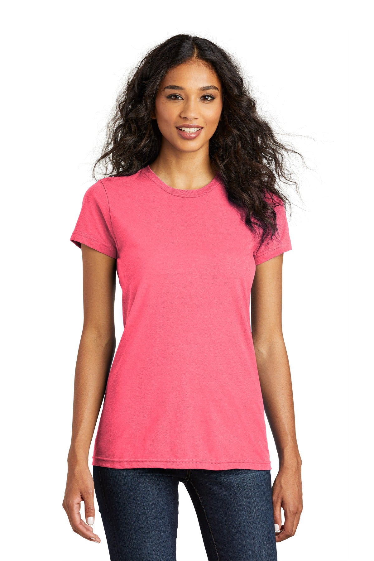 District Women's Fitted The Concert Tee - Neon Pink