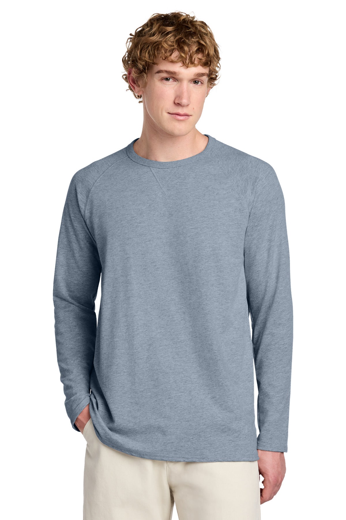 District Featherweight French Terry Long Sleeve Crewneck - Flint Blue Heather