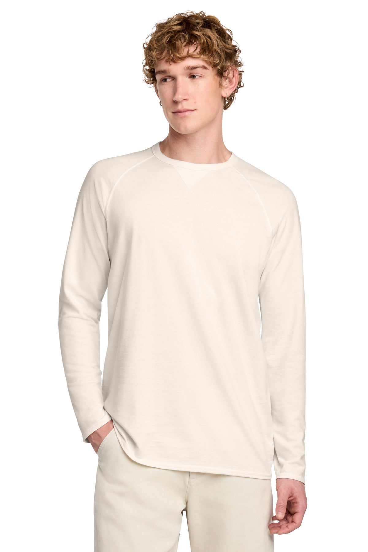 District Featherweight French Terry Long Sleeve Crewneck - Gardenia