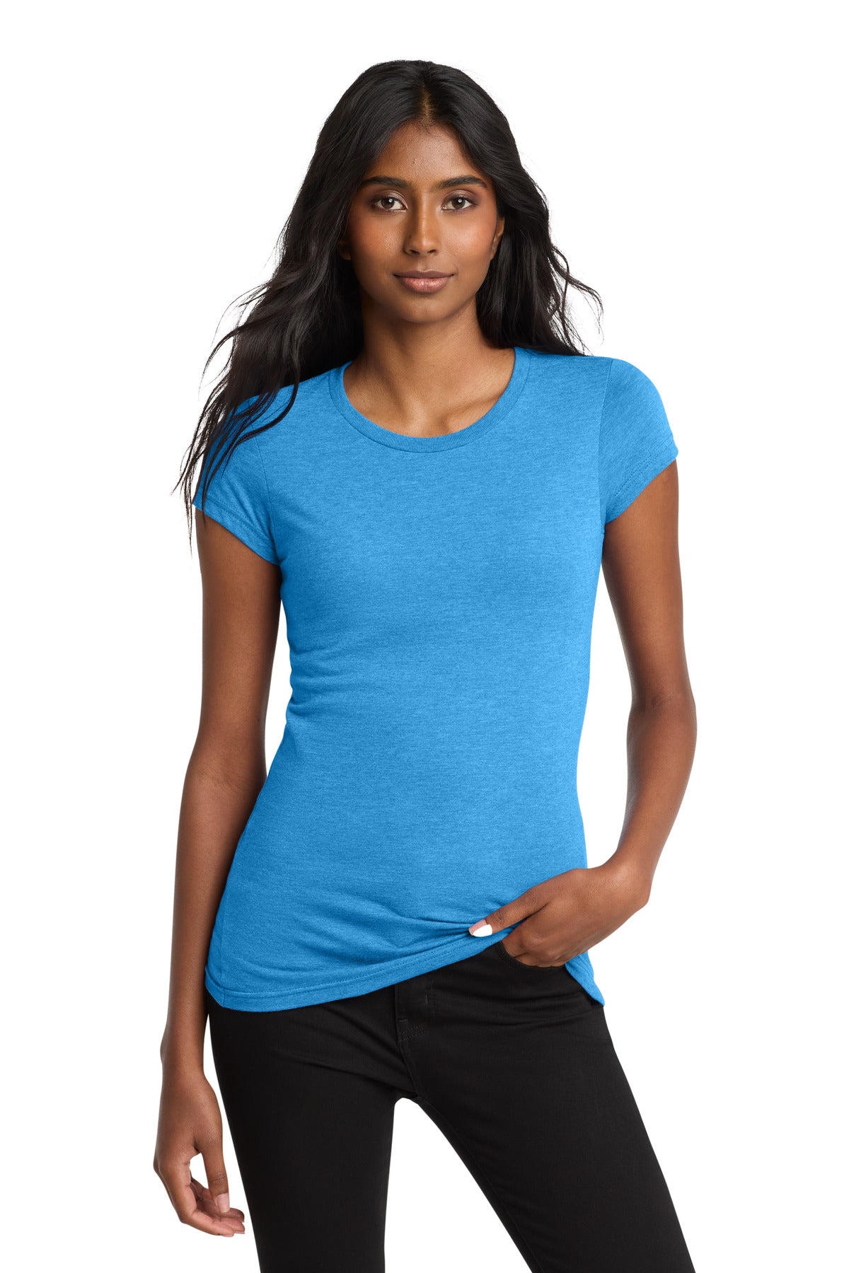 District Women's Fitted Very Important Tee - Heathered Bright Turquoise