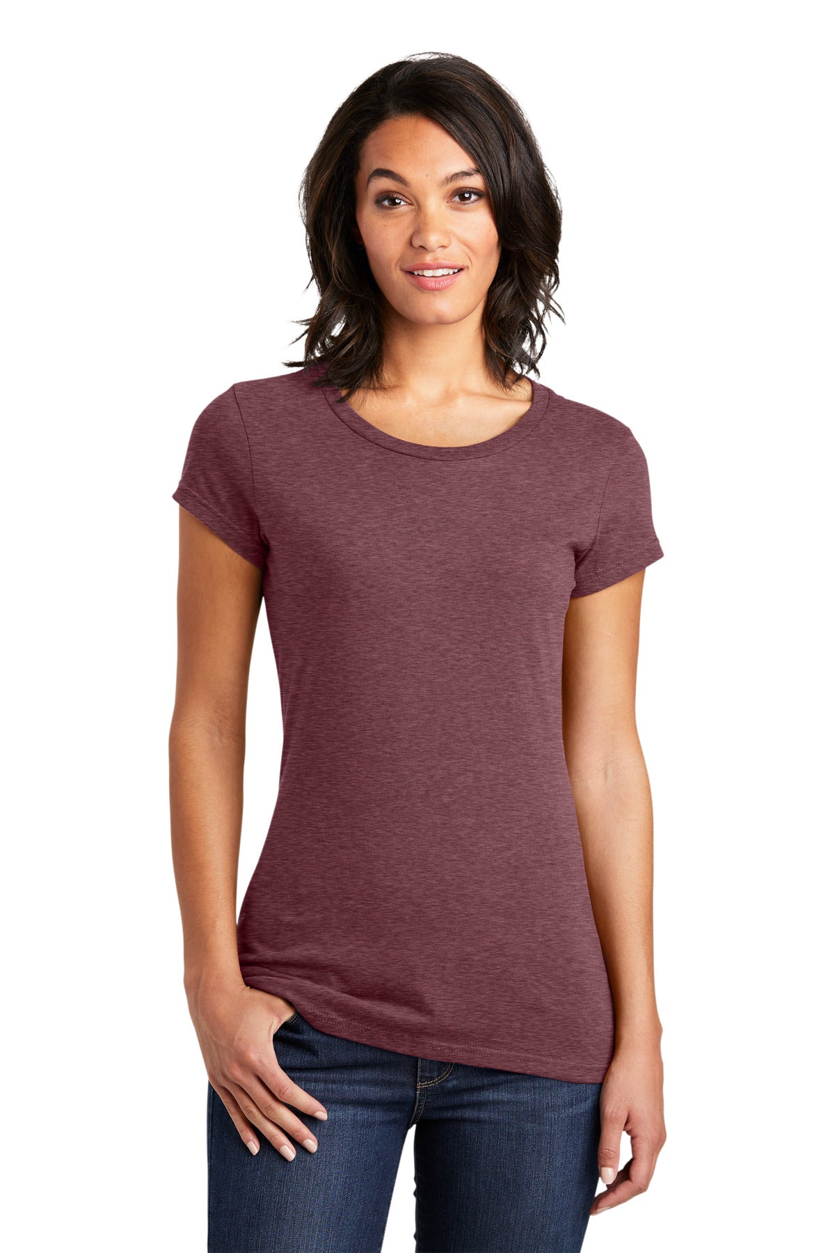 District Women's Fitted Very Important Tee - Heathered Cardinal