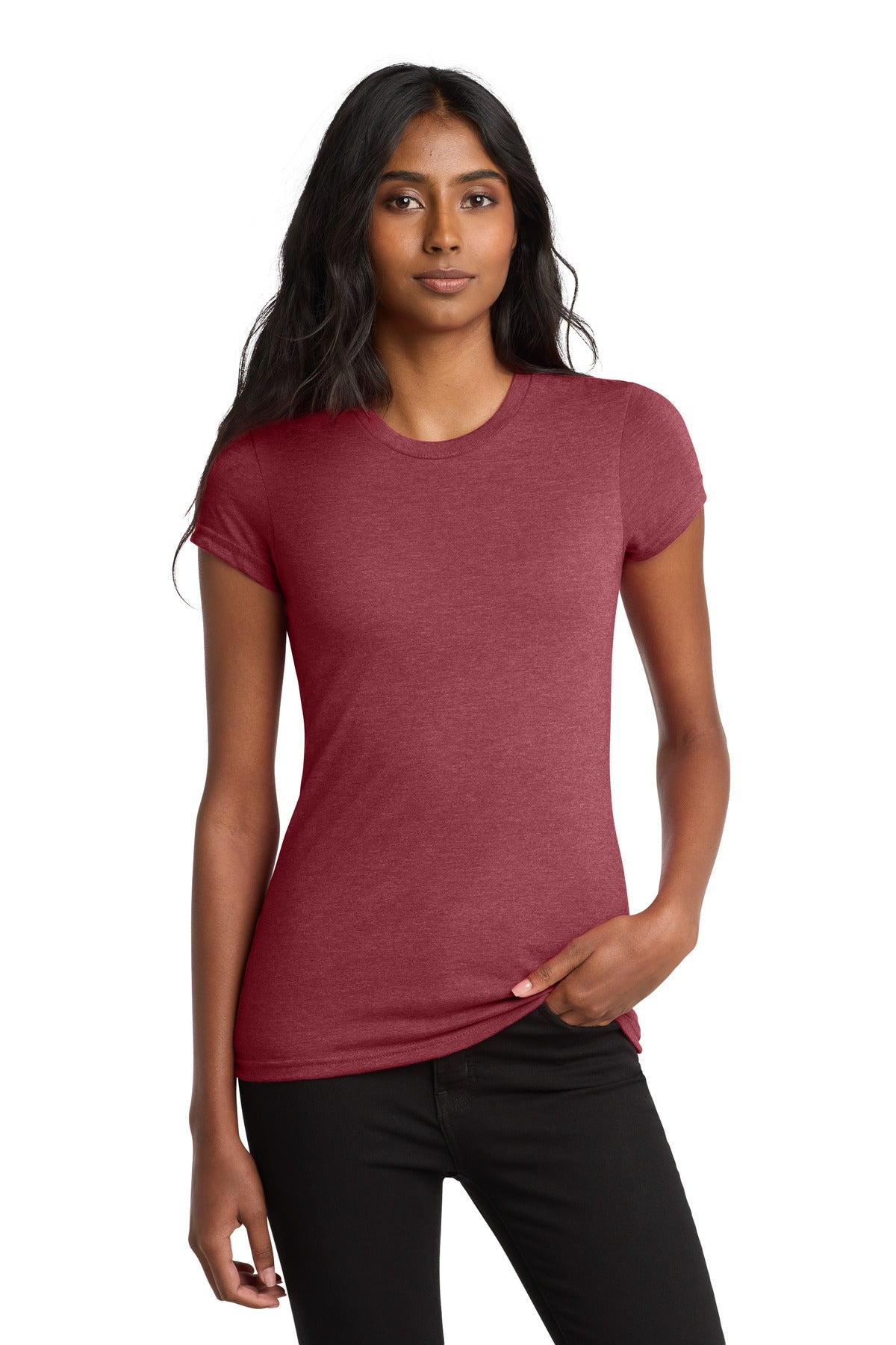District Women's Fitted Very Important Tee - Heathered Red