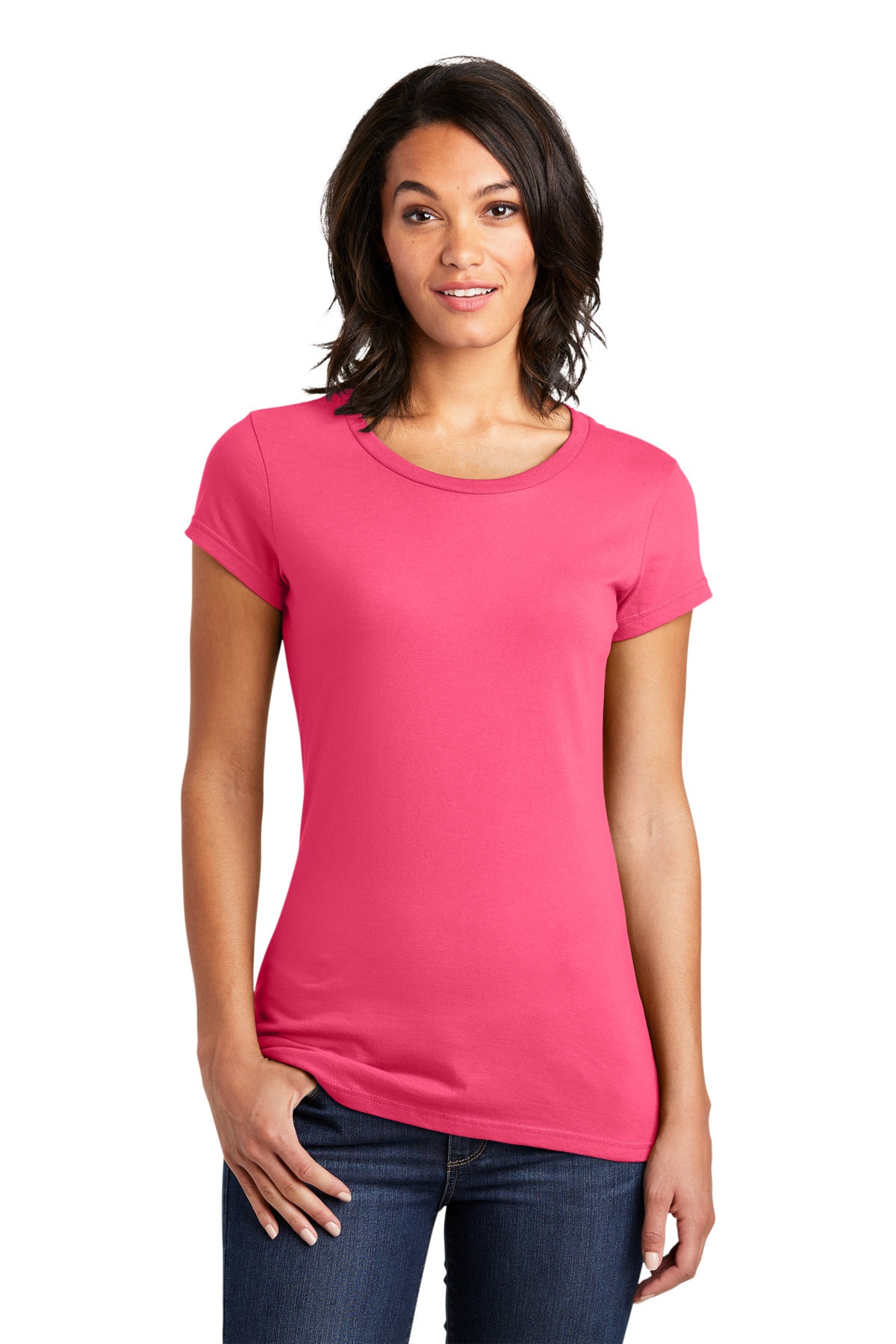 District Women's Fitted Very Important Tee - Neon Pink