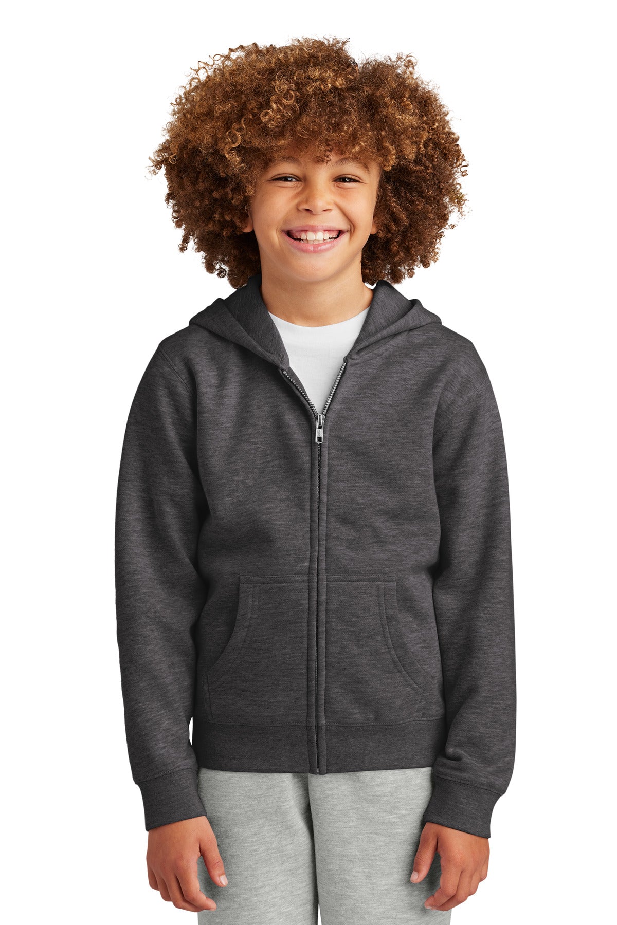 District Youth V.I.T. Fleece Full-Zip Hoodie - Heathered Charcoal