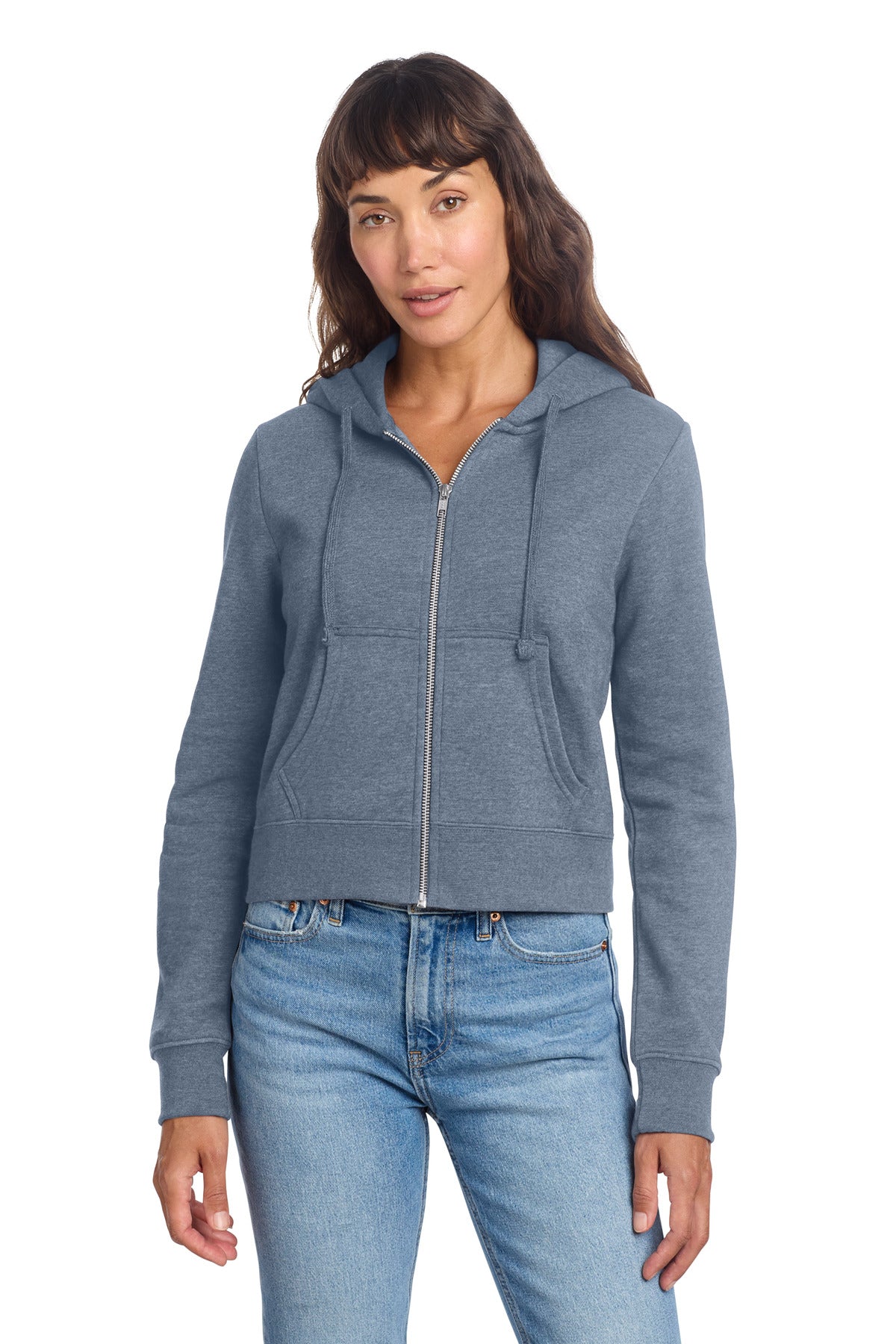 District Women's V.I.T. Fleece Full-Zip Hoodie - Flint Blue Heather