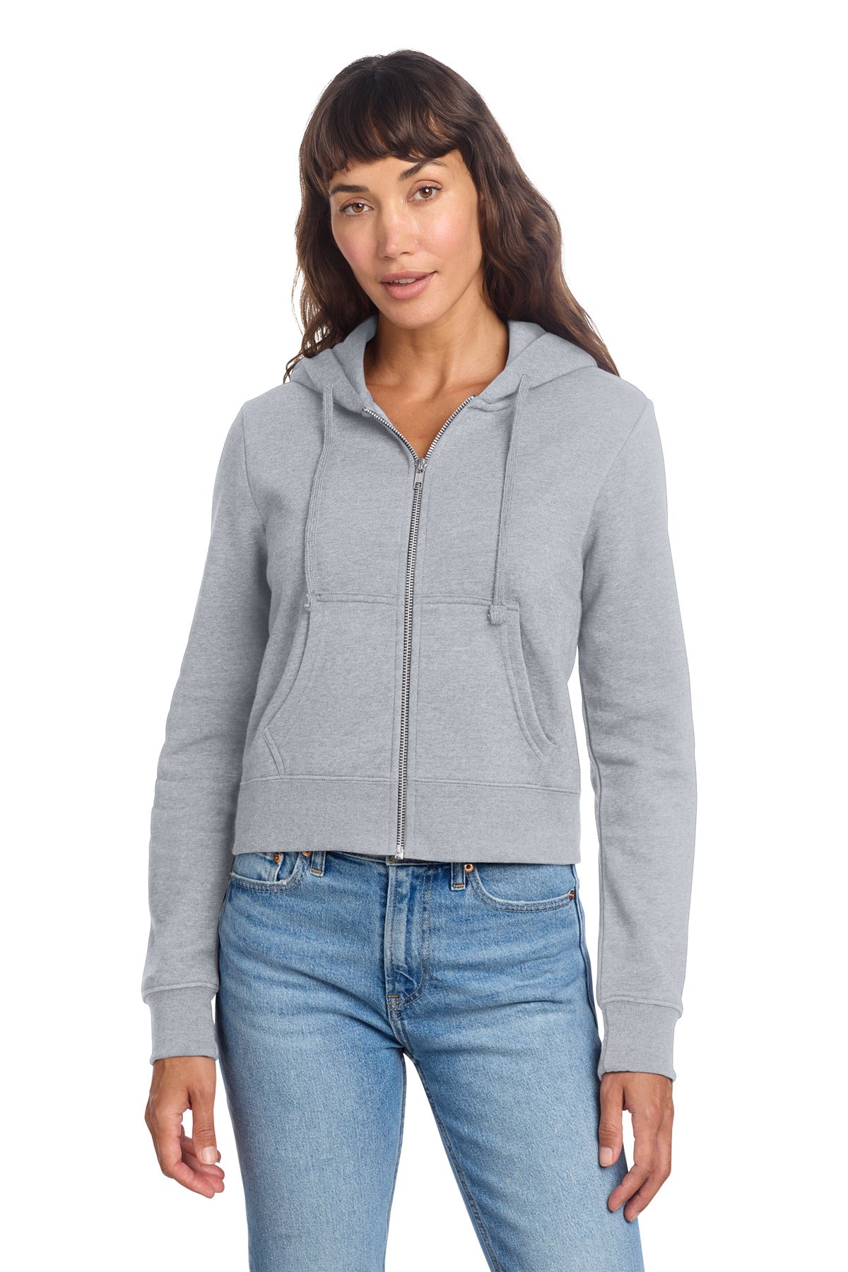District Women's V.I.T. Fleece Full-Zip Hoodie - Light Heather Grey