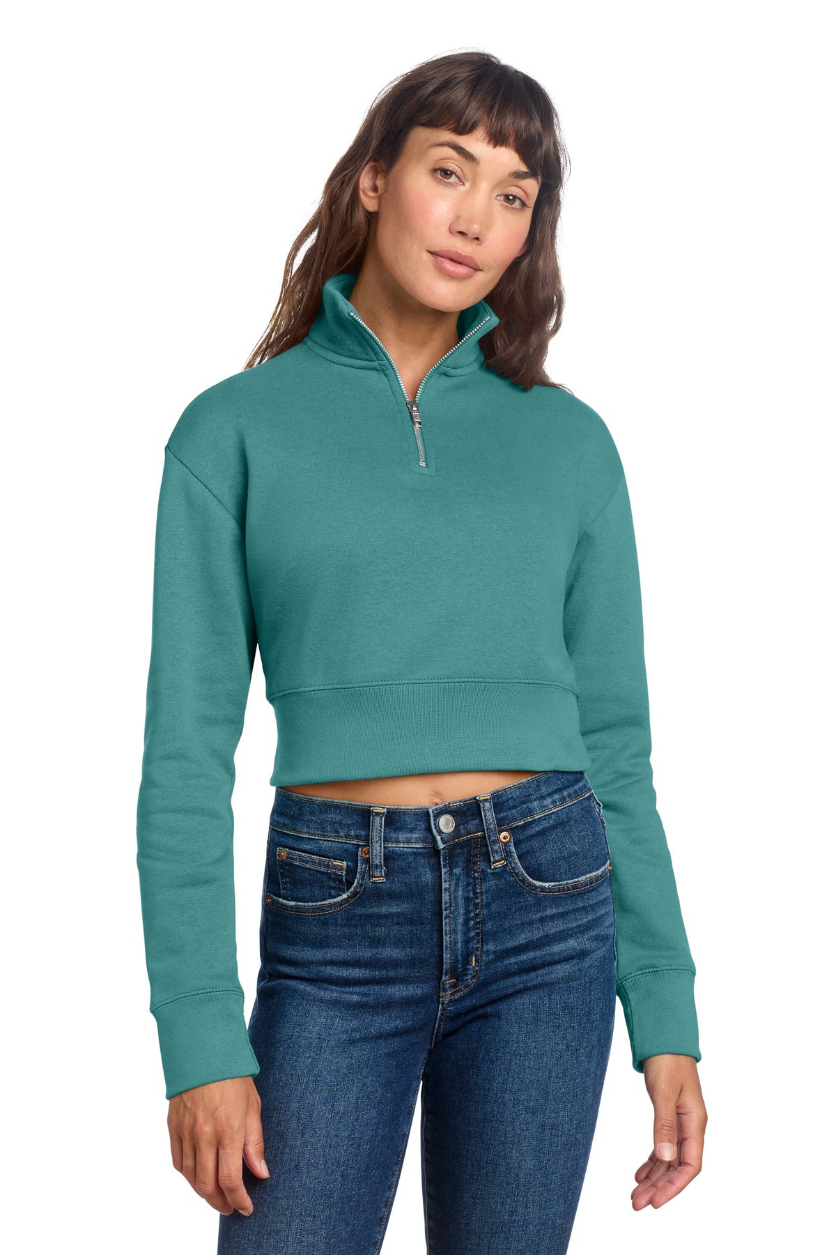 District Women's V.I.T. Fleece 1/2-Zip - Eucalyptus Blue